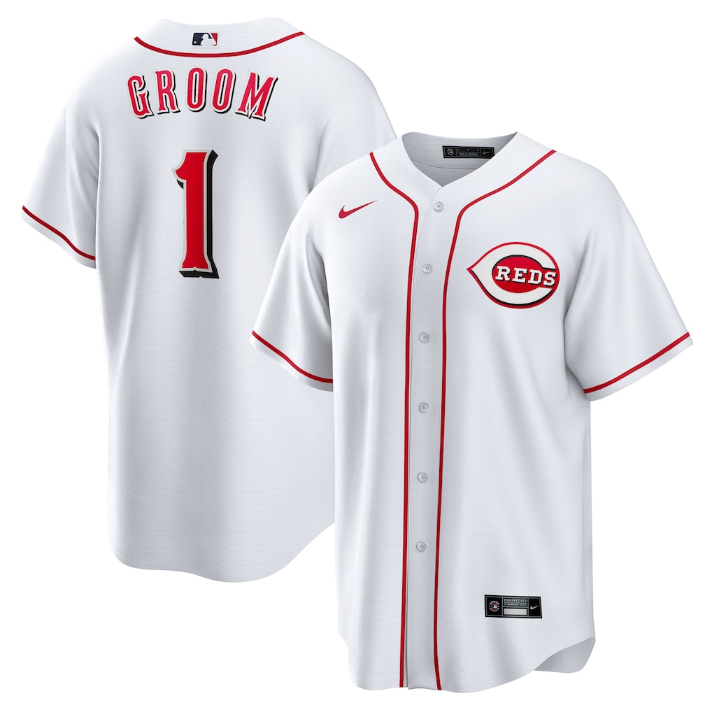 Cincinnati Reds 1 Groom Home Replica Jersey White