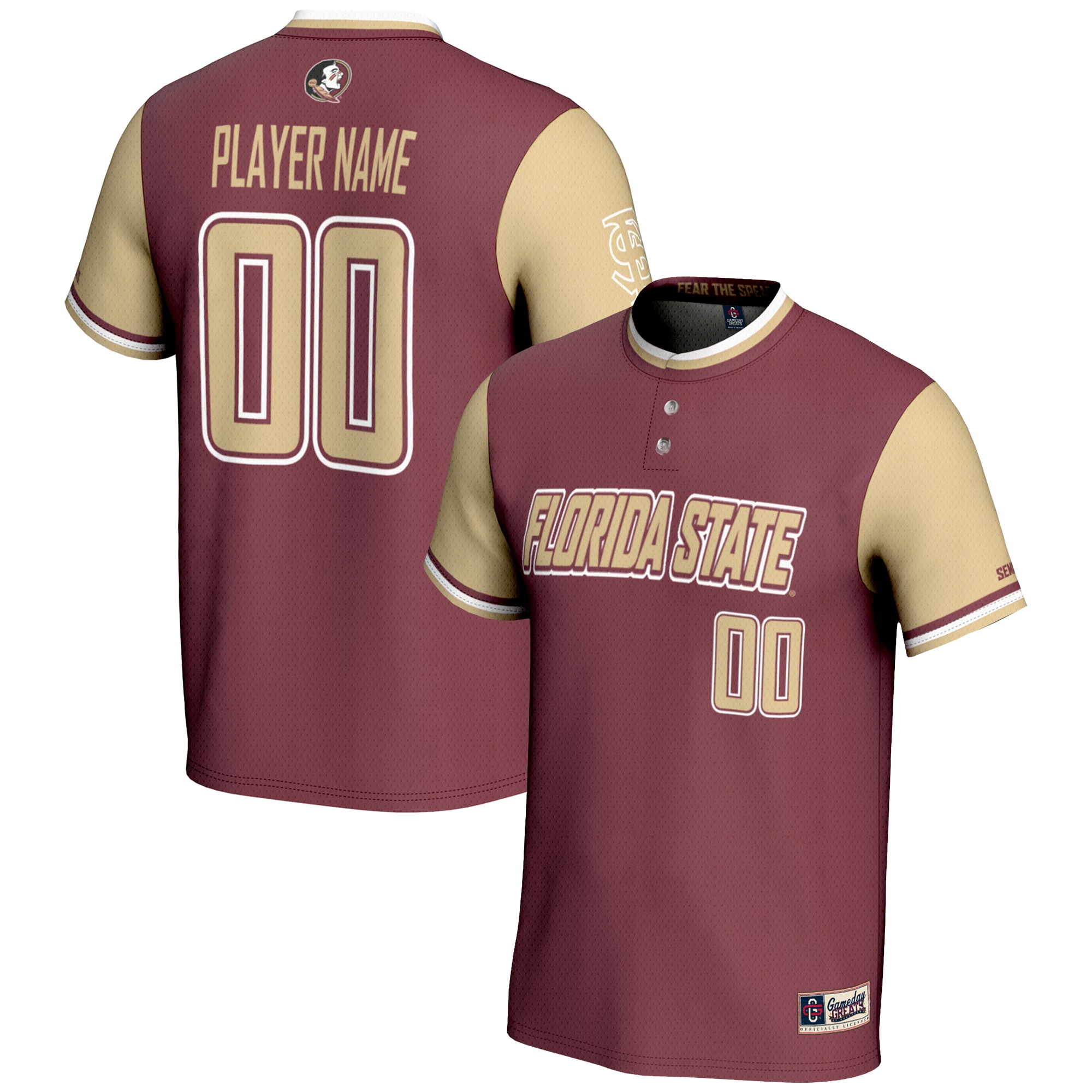 Florida State Seminoles Gameday Greats Unisex Nil Pick A Player Lightweight Softball Jersey Garnet