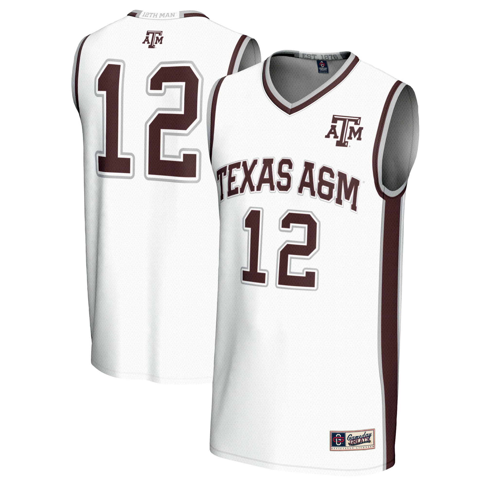 12 Texas A M Aggies Gameday Greats Unisex Basketball Lightweight Fashion Jersey White