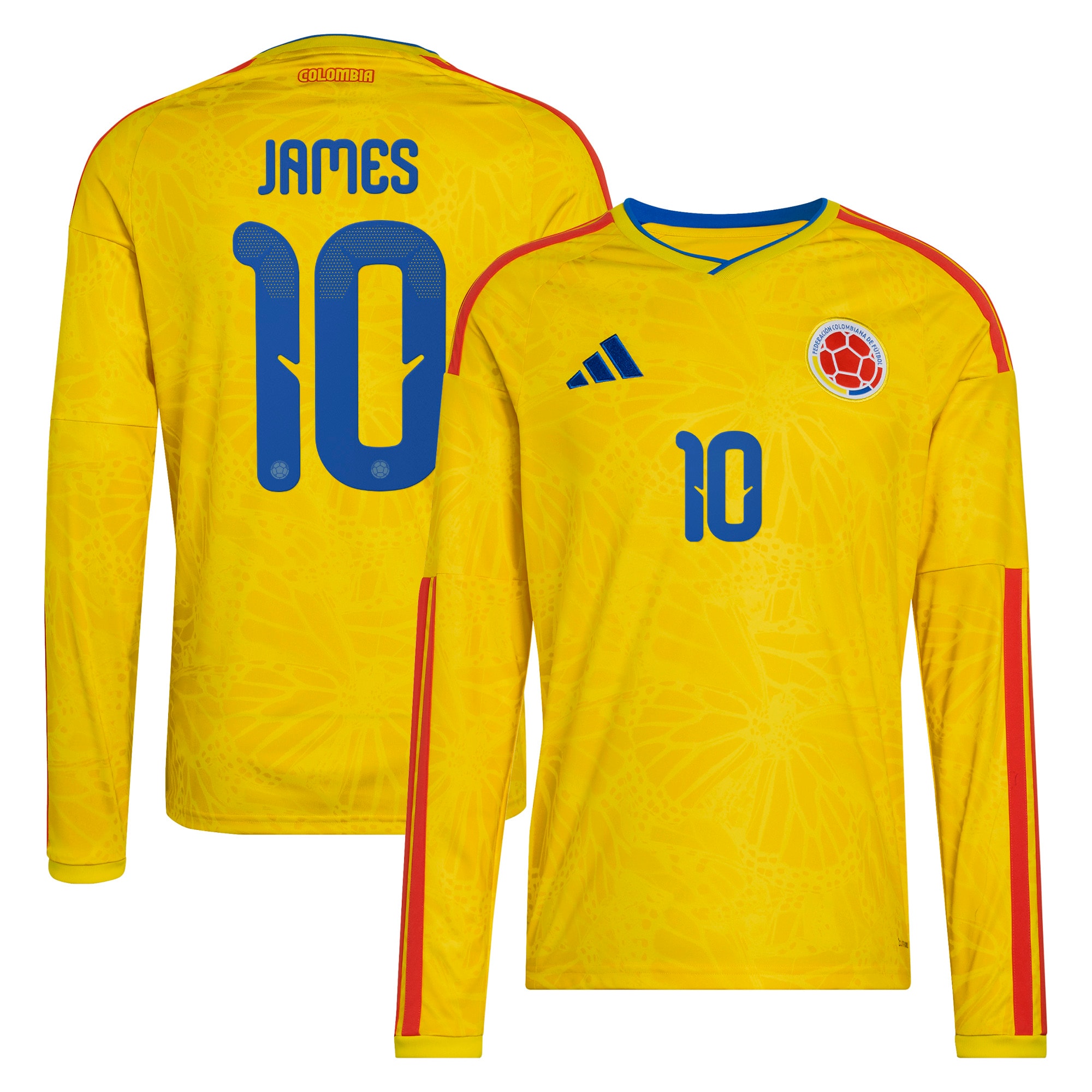 James Rodriguez Colombia National Team 2026 Home Replica Long Sleeve Jersey Yellow