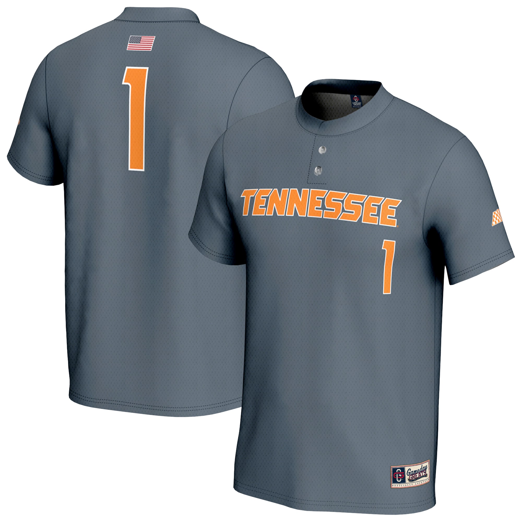 1 Tennessee Volunteers Gameday Greats Unisex Lightweight Baseball Fashion Jersey Gray