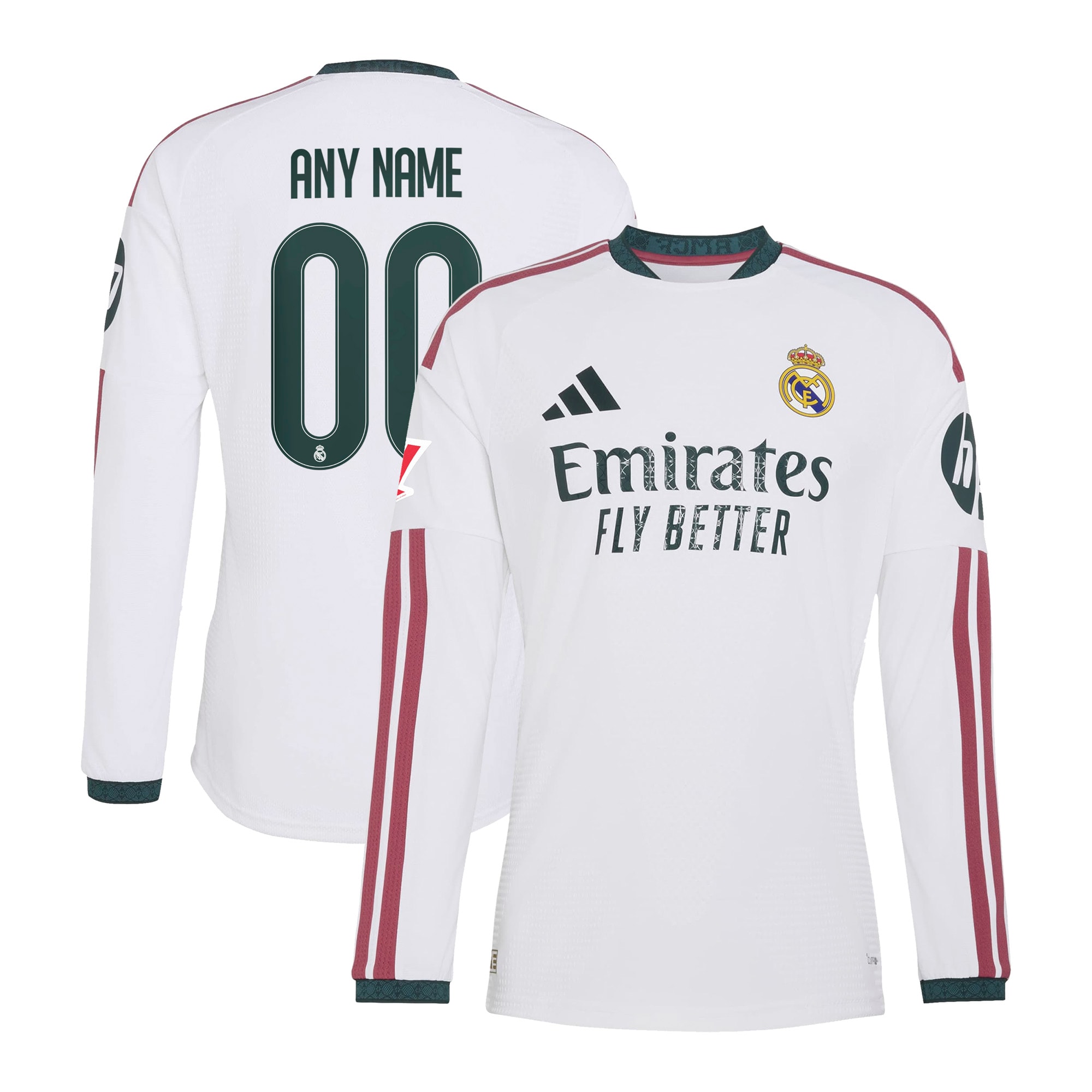 Real Madrid 2026/27 Home On Field Custom Long Sleeve Jersey White