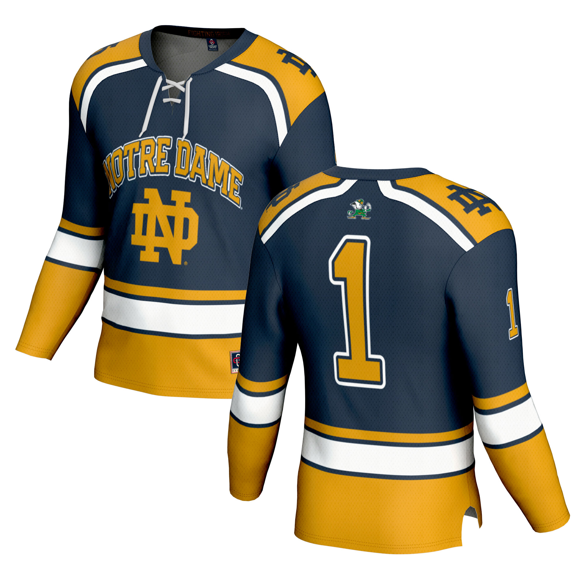 1 Notre Dame Fighting Irish Gameday Greats Lightweight Collegiate Hockey Fashion Jersey Navy Men
