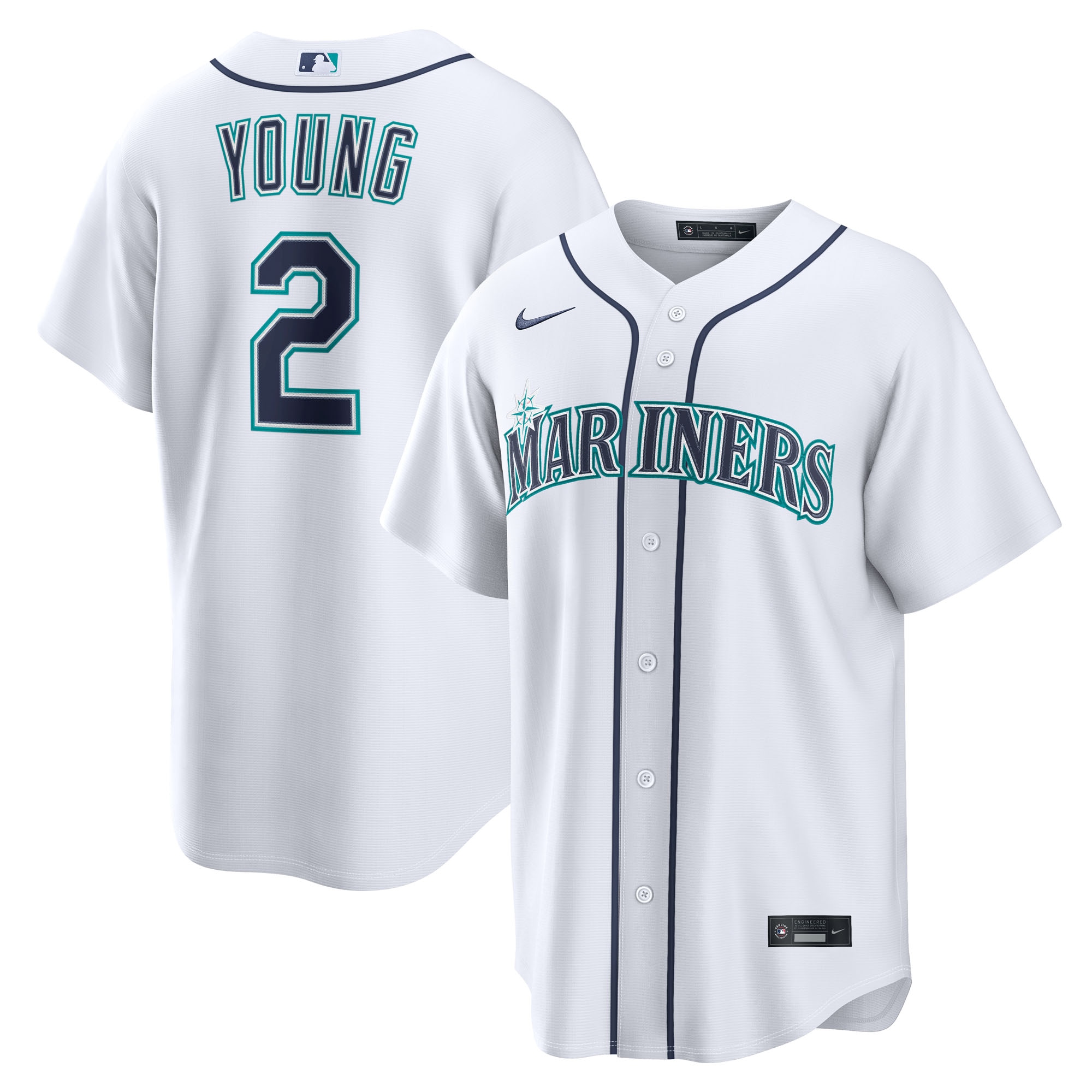 Cole Young Seattle Mariners Home Replica Jersey White