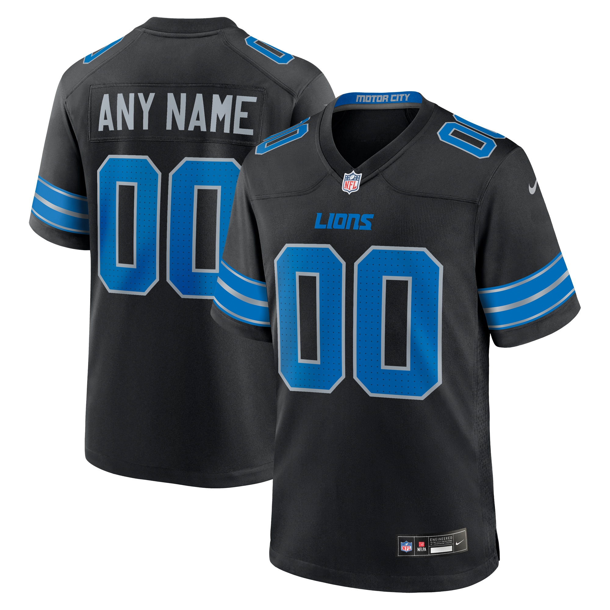 Detroit Lions Alternate Custom Game Jersey Black