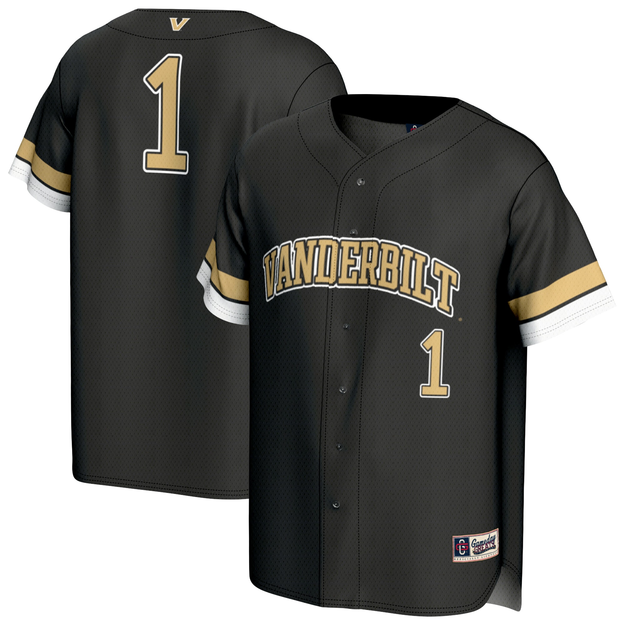 1 Vanderbilt Commodores Gameday Greats Unisex Lightweight Collegiate Baseball Fashion Jersey Black