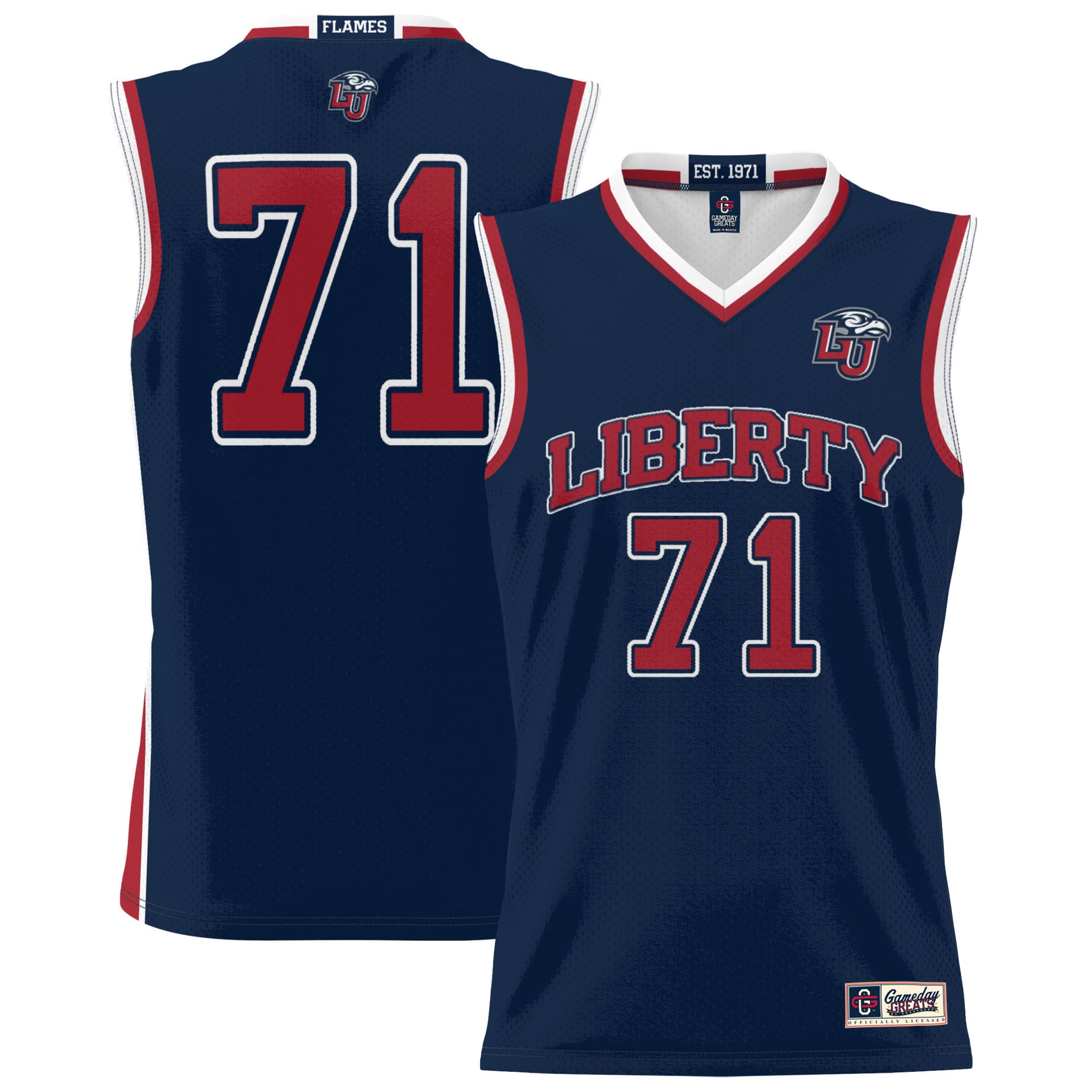 71 Liberty Flames Gameday Greats Lightweight Basketball Jersey Navy Men