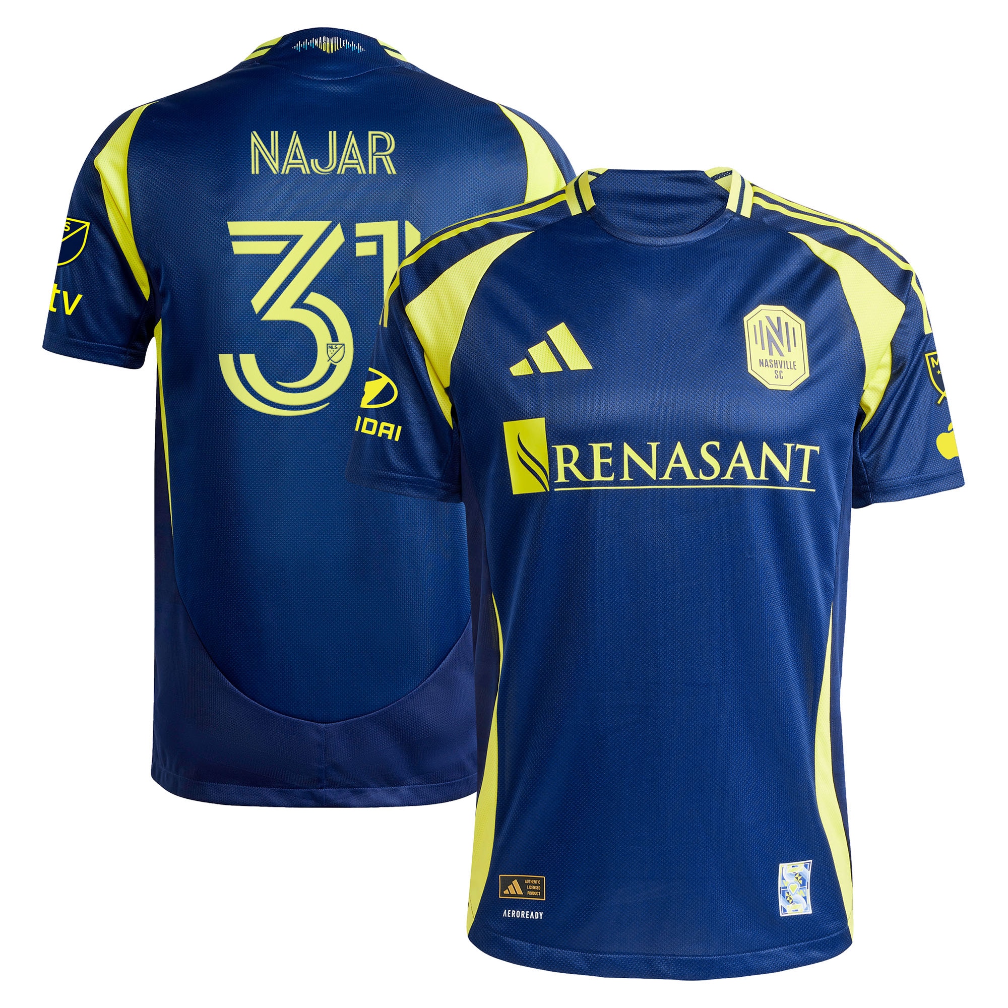 Andy Najar Nashville Sc 2025 The Heart Of Nashville Kit On Field Jersey Navy