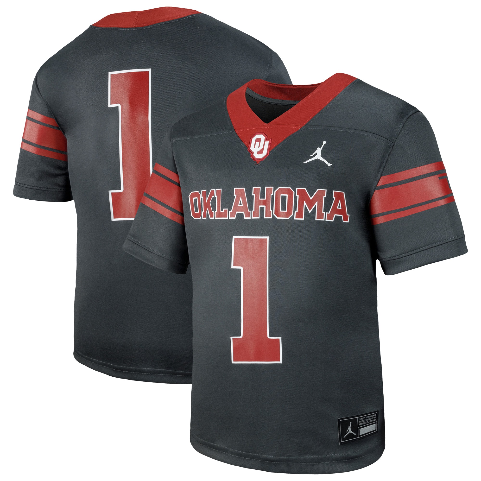 1 Oklahoma Sooners Jordan Brand Toddler Alternate Football Game Jersey Anthracite