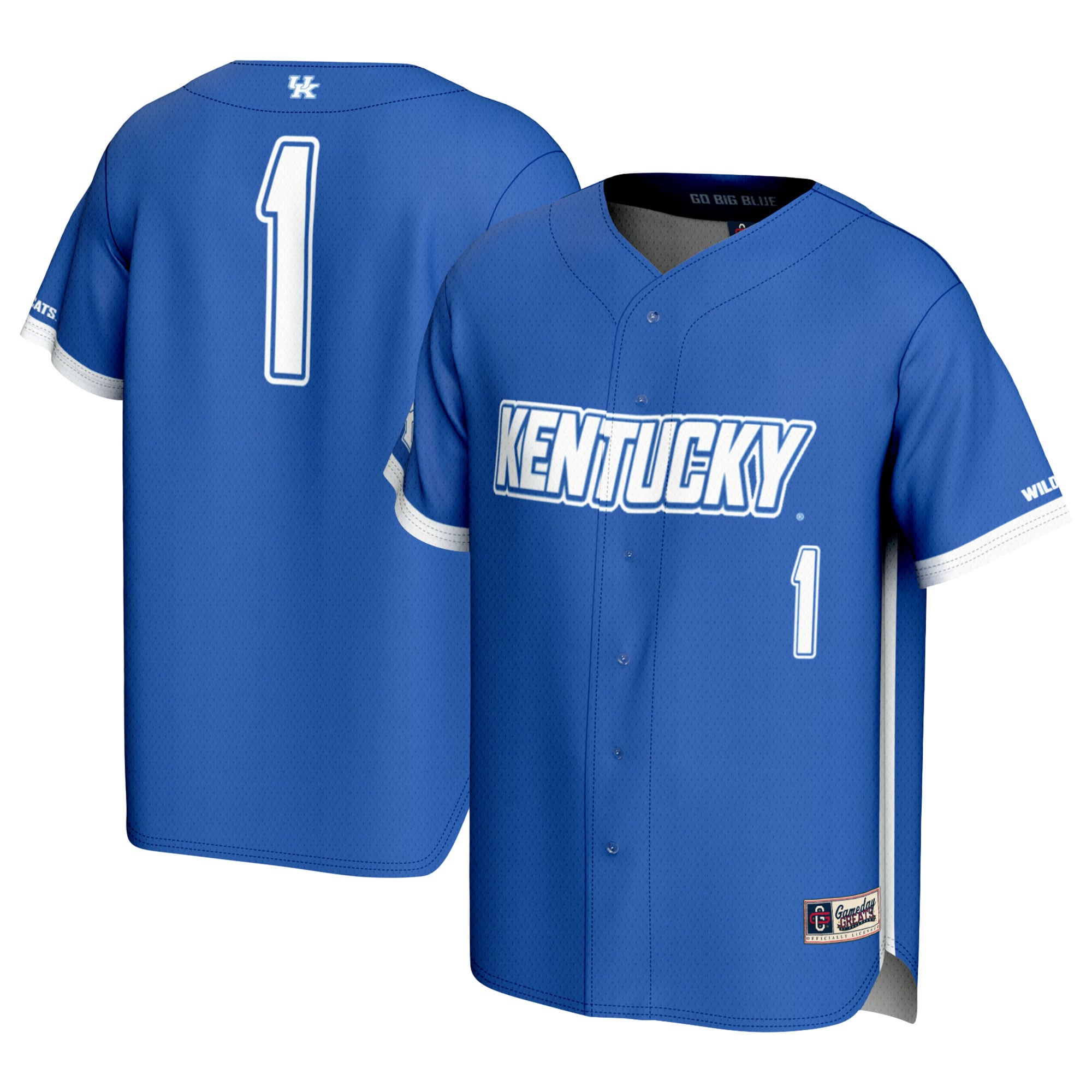 1 Kentucky Wildcats Gameday Greats Lightweight Baseball Jersey Royal Men