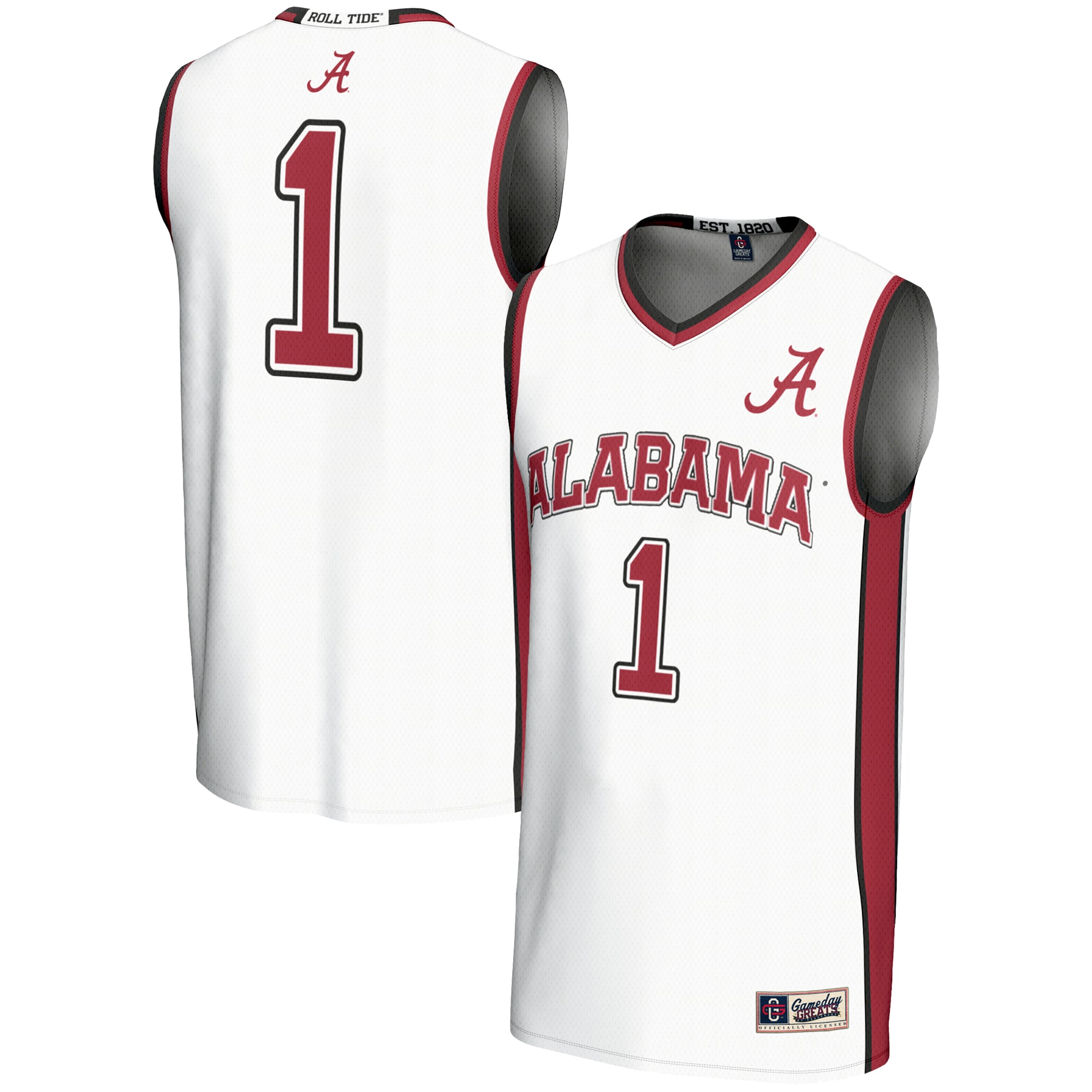 1 Alabama Crimson Tide Gameday Greats Lightweight Basketball Jersey White