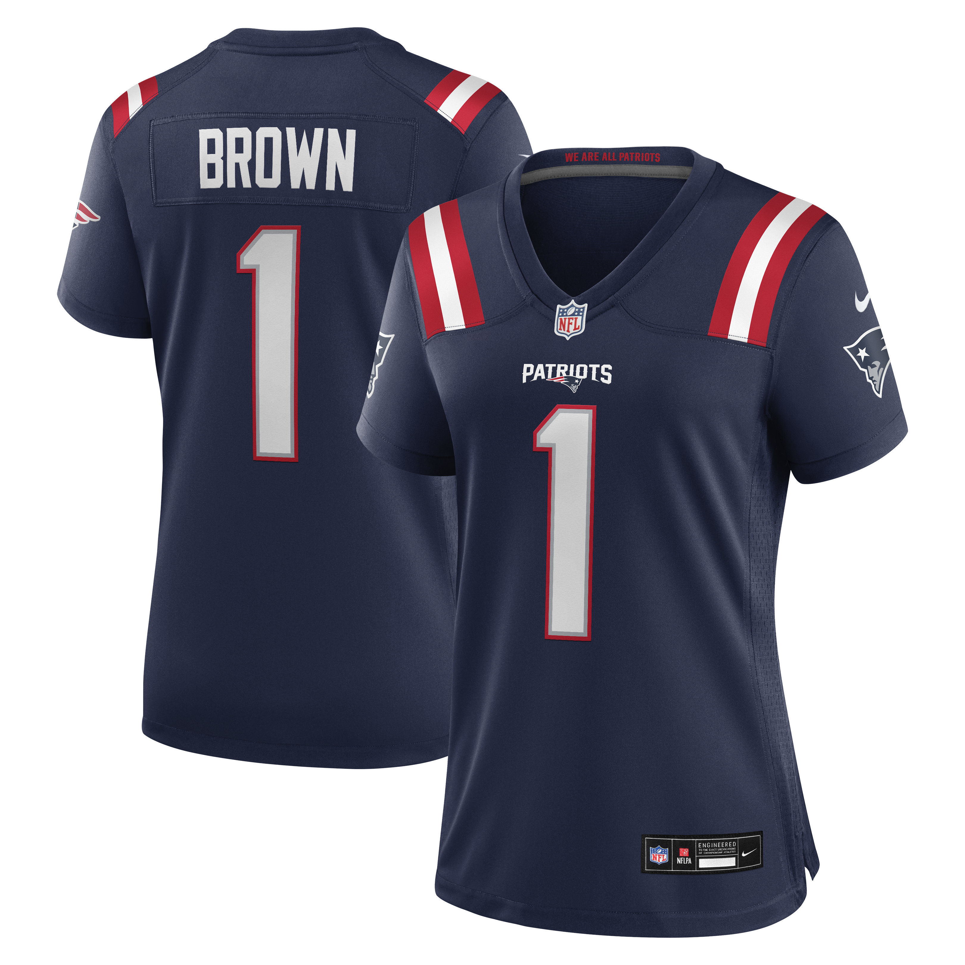 A J Brown New England Patriots Game Jersey Navy Men