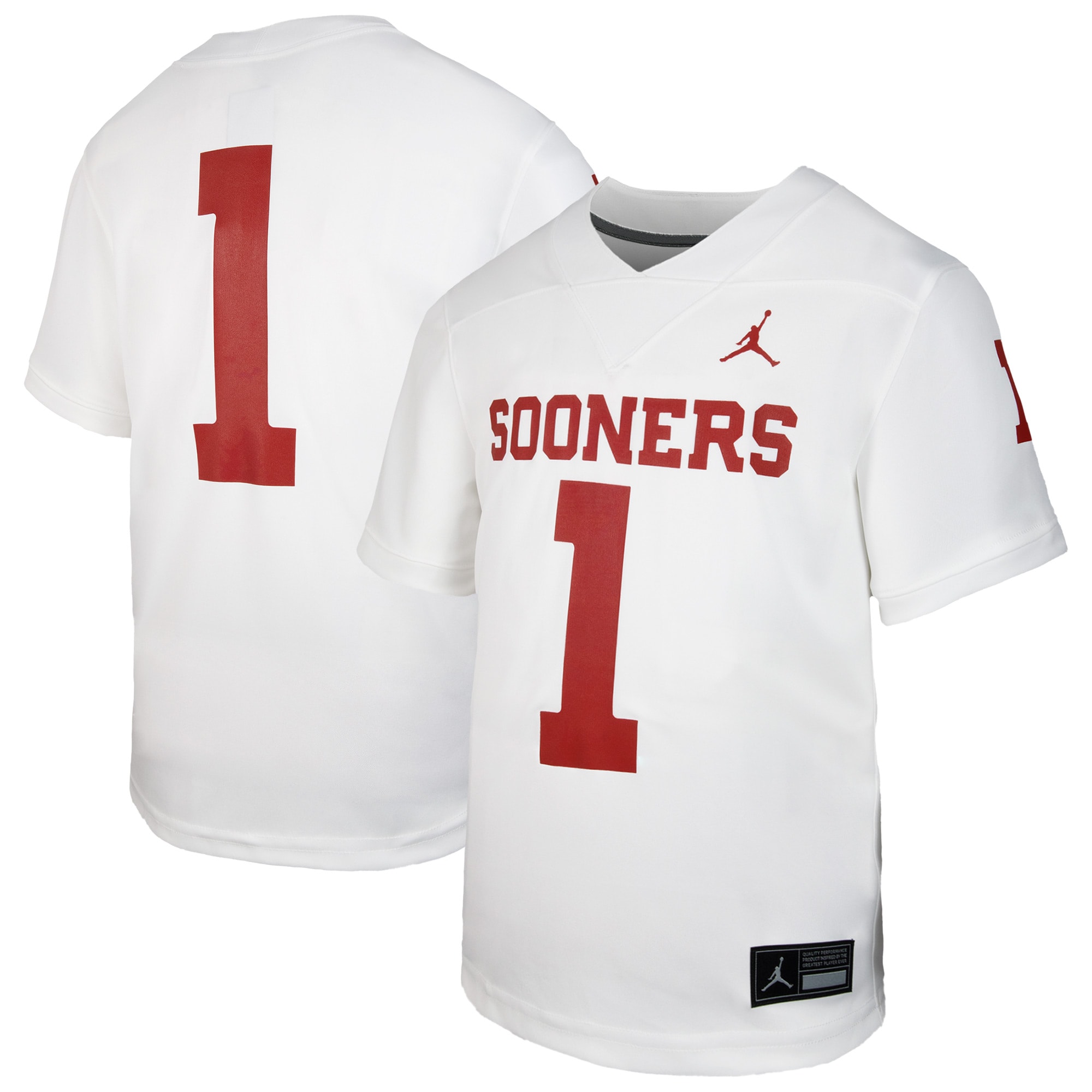 1 Oklahoma Sooners Jordan Brand Untouchable Replica Game Jersey White Men