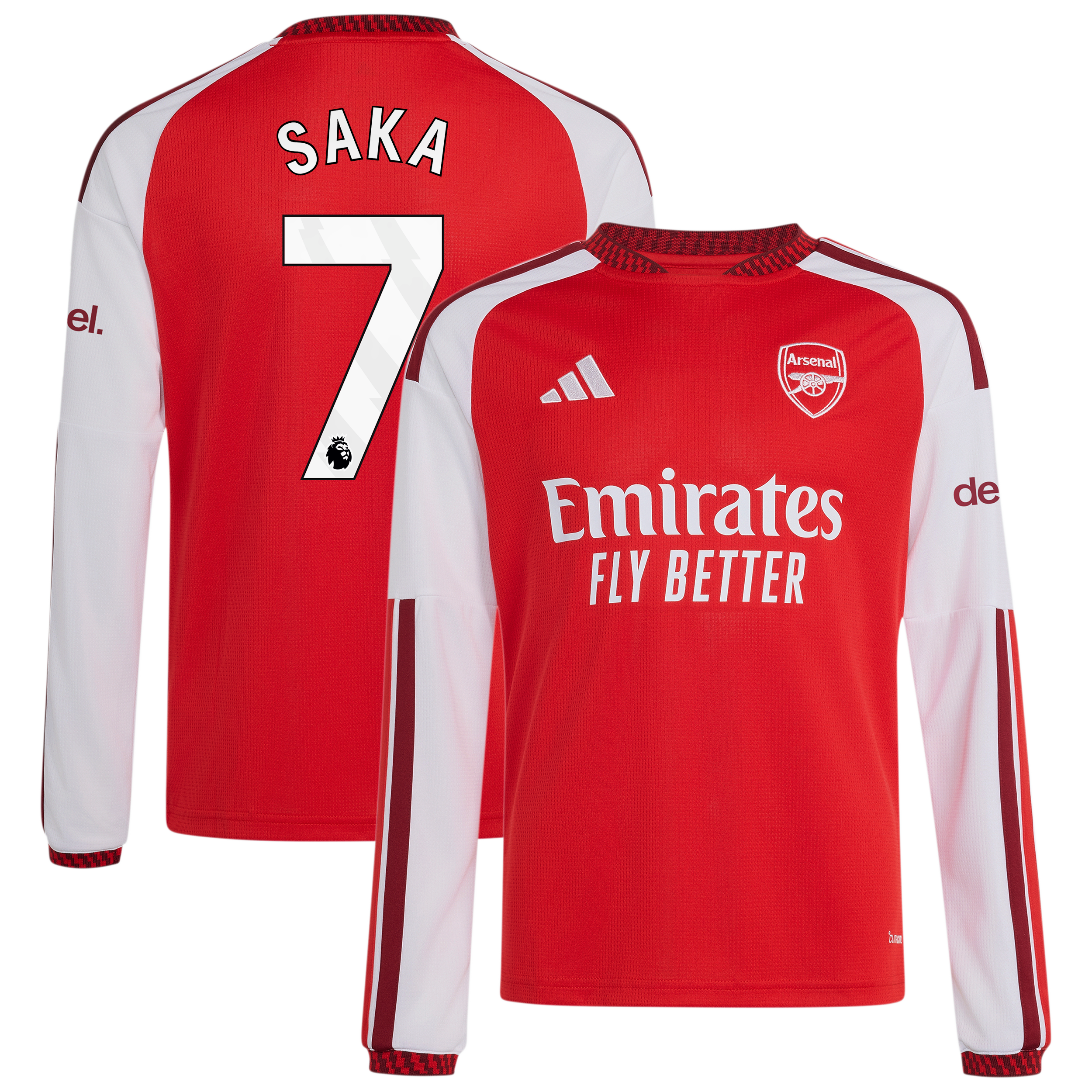 Bukayo Saka Arsenal 2026/27 Home Replica Long Sleeve Jersey Red Men
