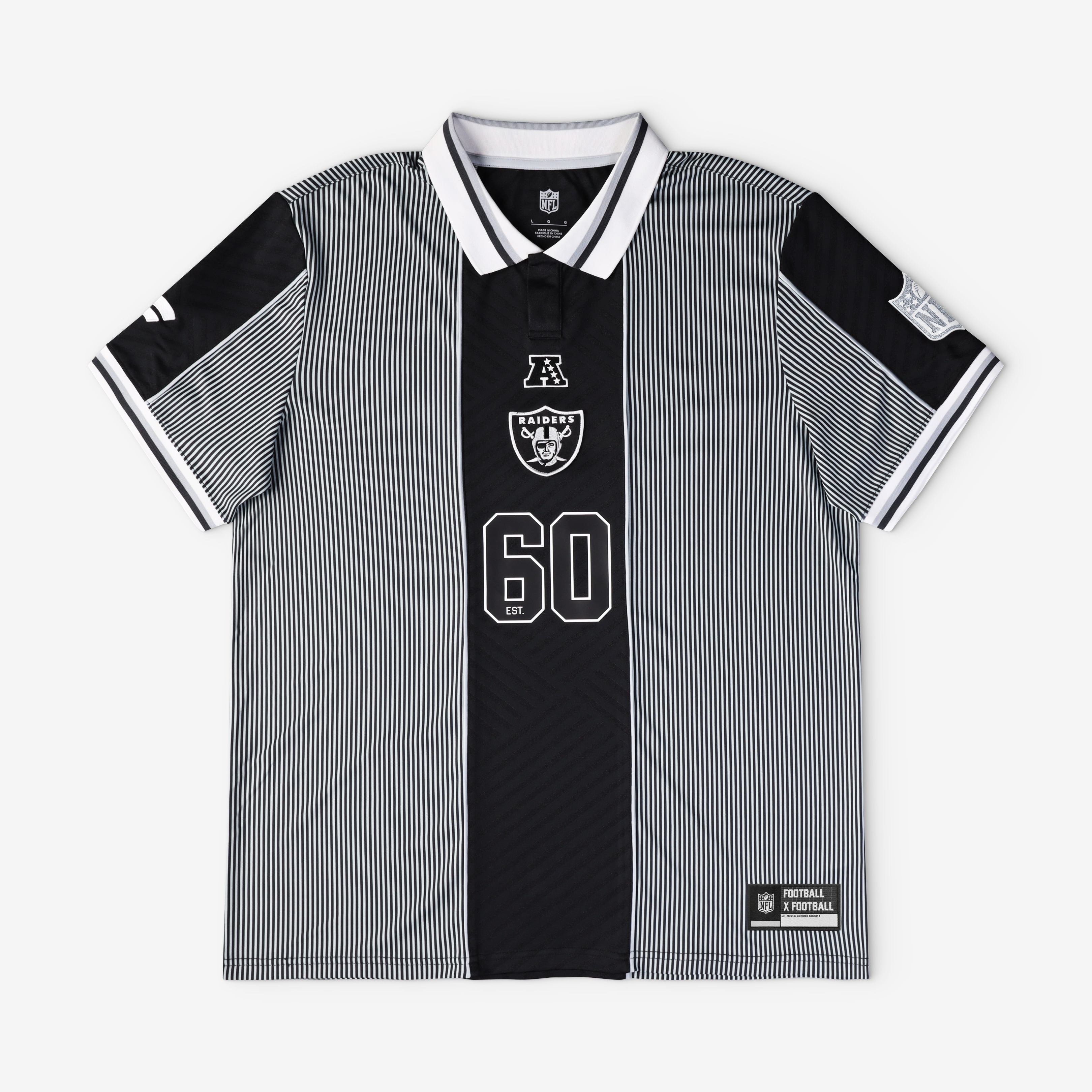 Las Vegas Raiders Football X Football Collared Fan Top Silver Black Men