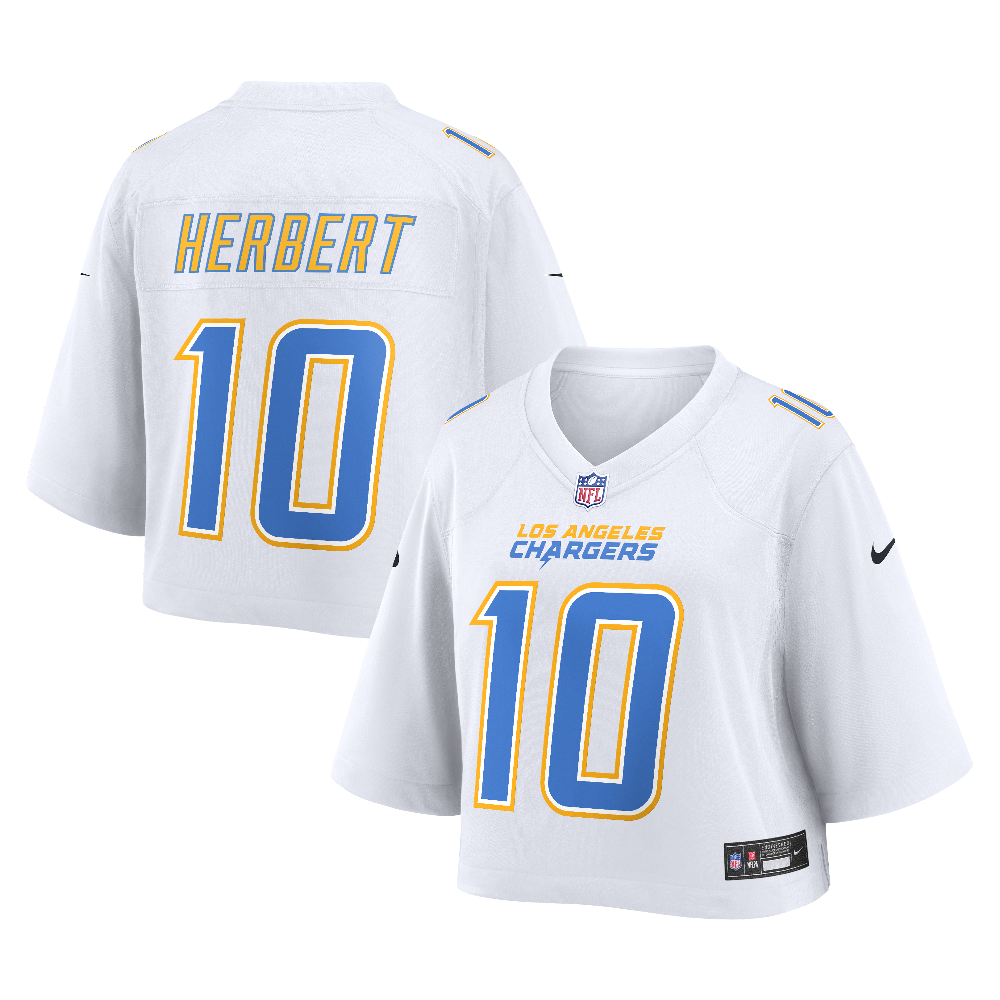 Justin Herbert Los Angeles Chargers Cropped Fashion Game Jersey White Men