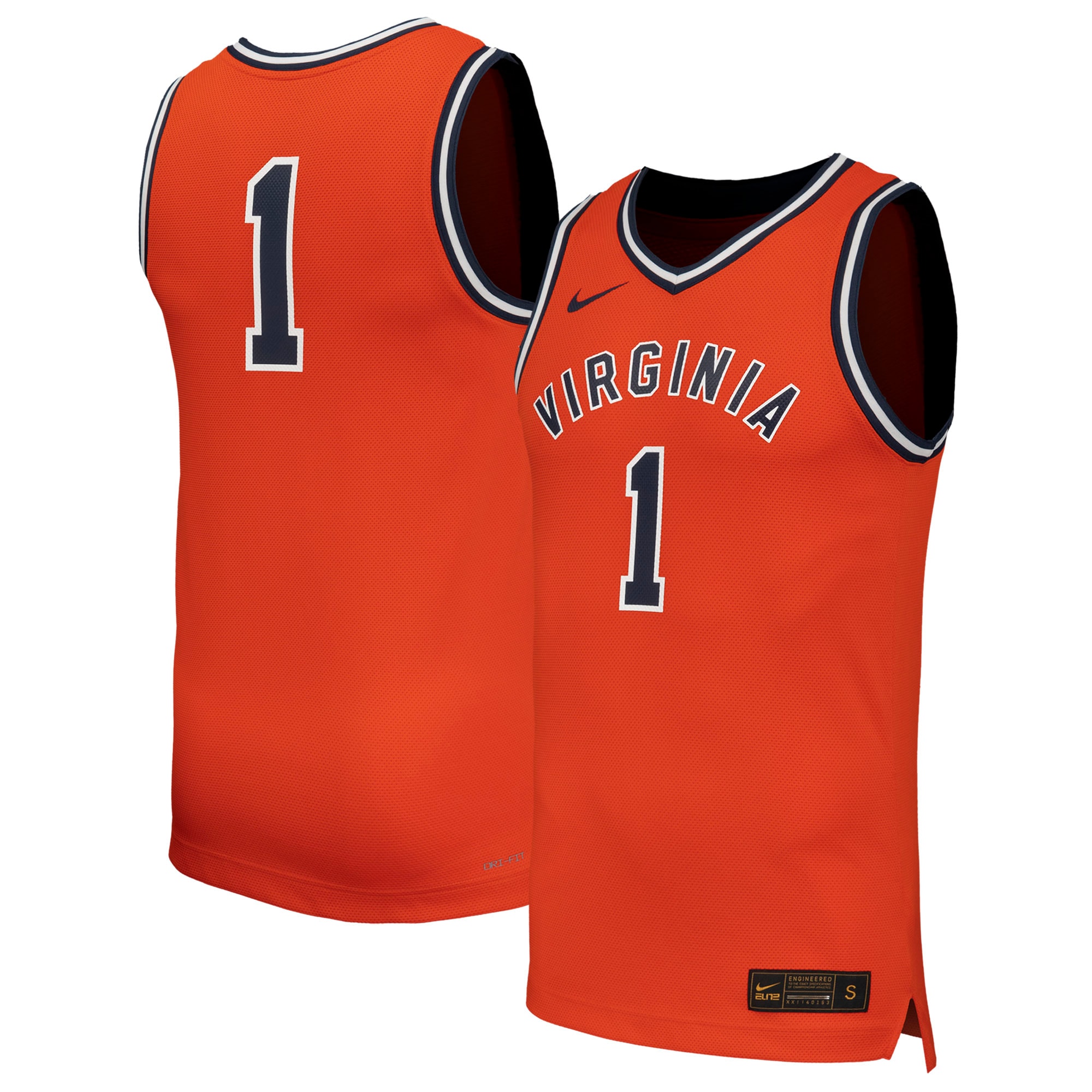 1 Virginia Cavaliers Throwback Replica Basketball Jersey Orange