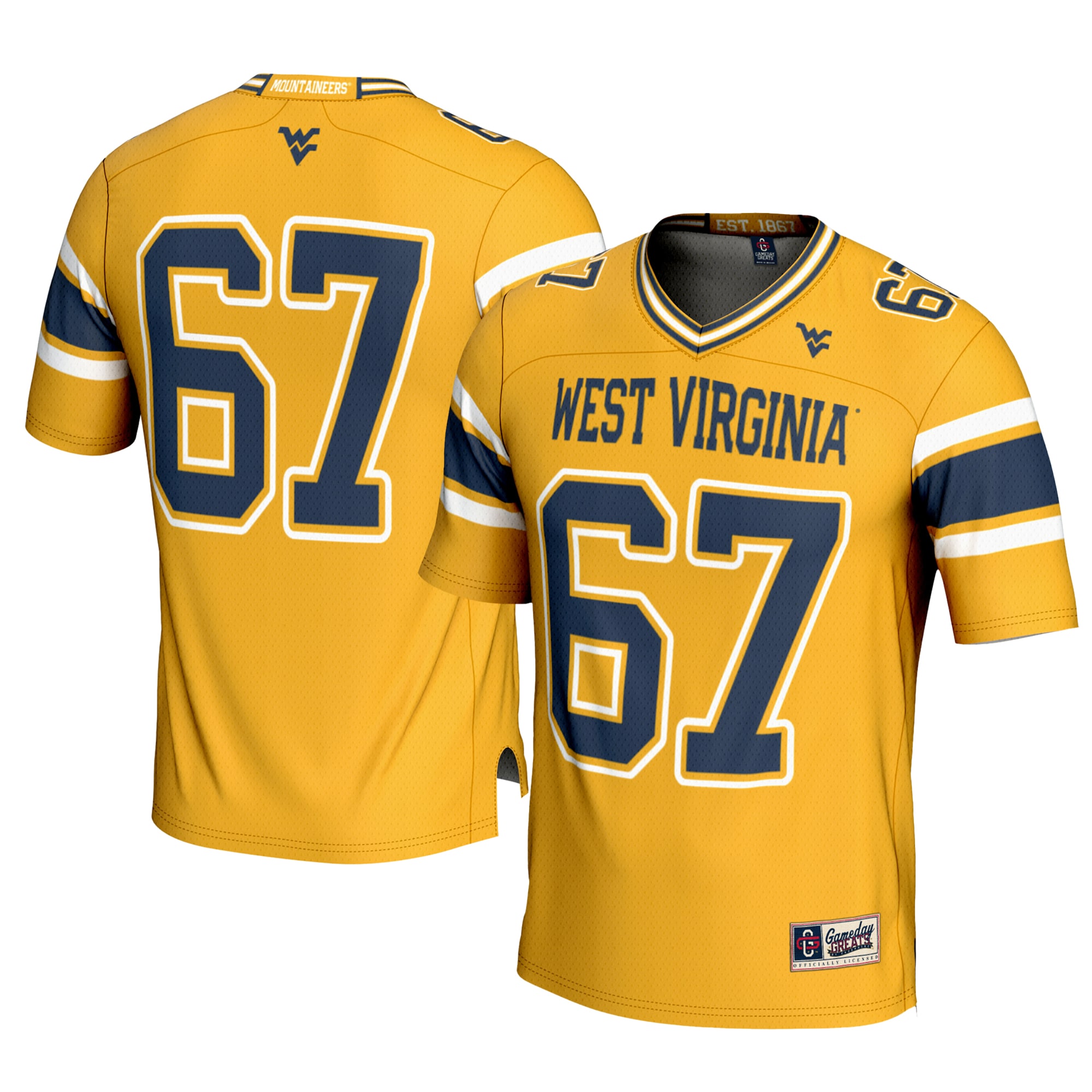 1 West Virginia Mountaineers Gameday Greats Football Jersey Gold Men