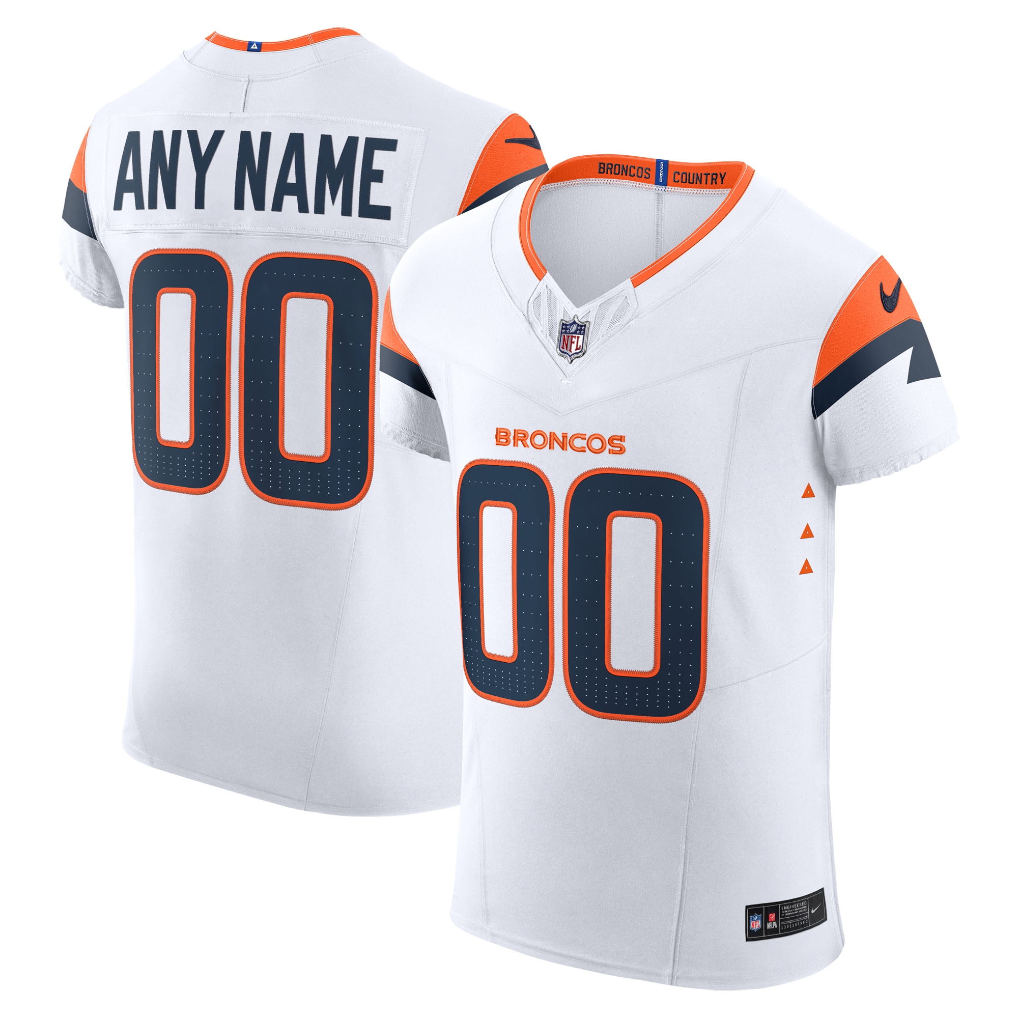 Denver Broncos Vapor F U S E Elite Custom Jersey White