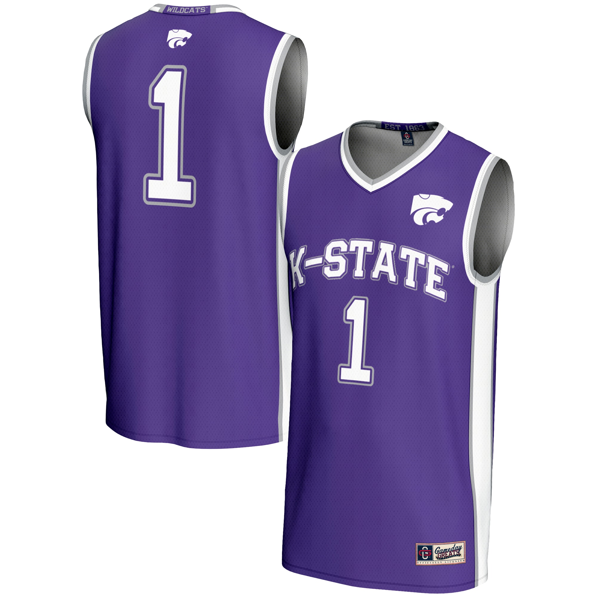 1 Kansas State Wildcats Gameday Greats Unisex Lightweight Basketball Jersey Purple