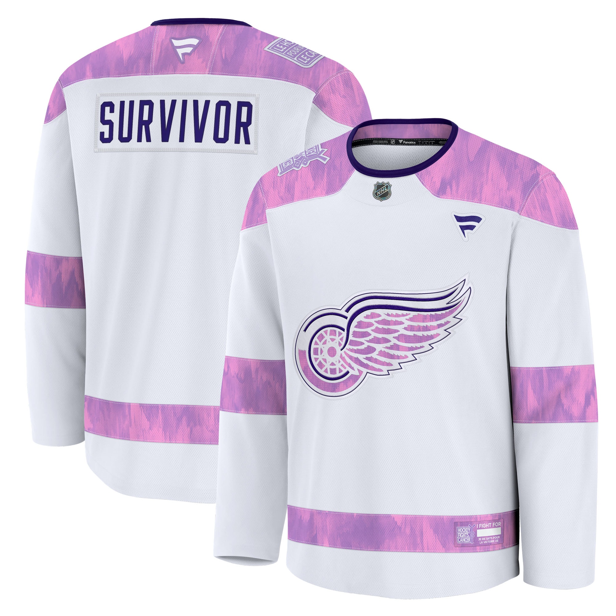 Detroit Red Wings Hockey Fights Cancer Survivor Practice Jersey White