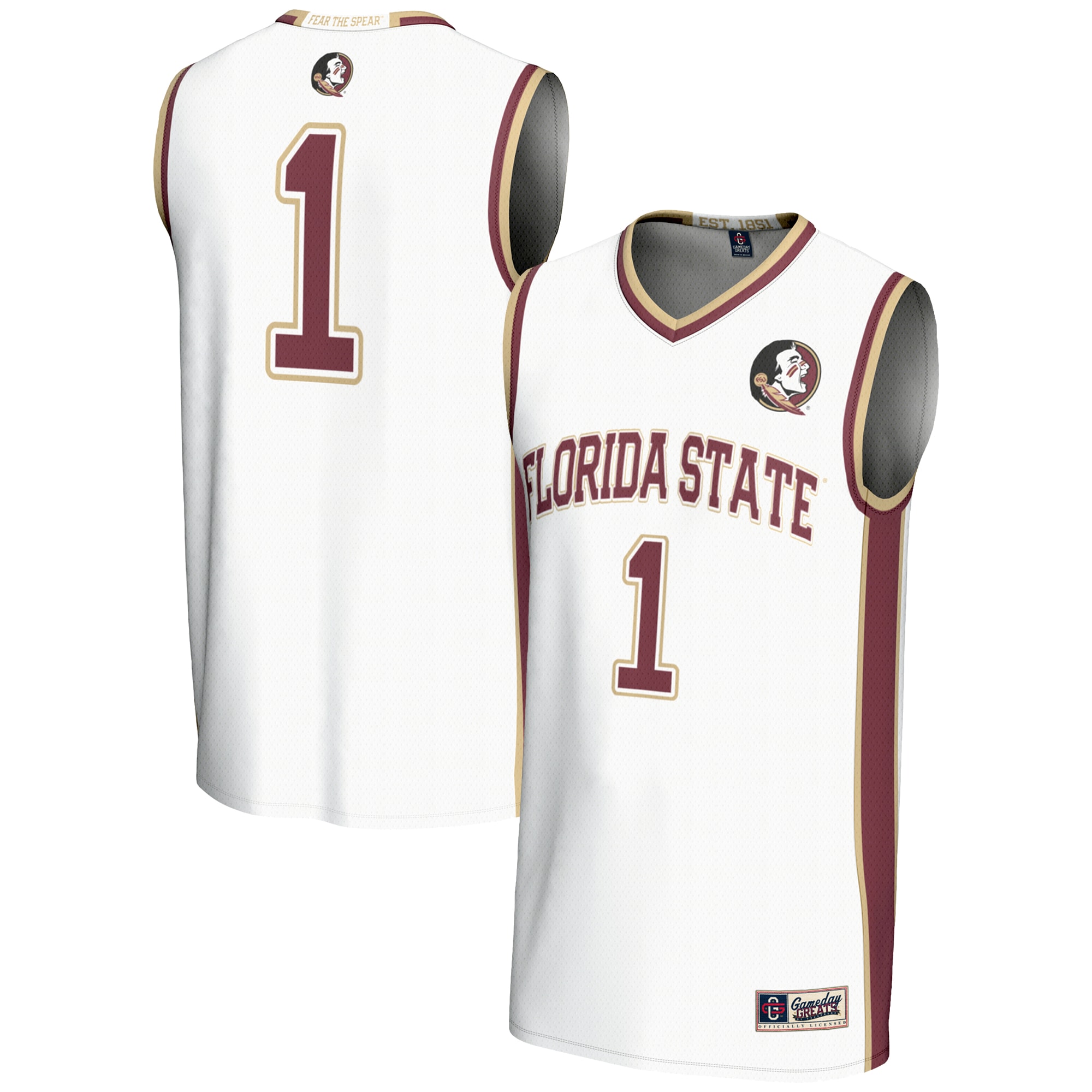1 Florida State Seminoles Gameday Greats Lightweight Basketball Jersey White