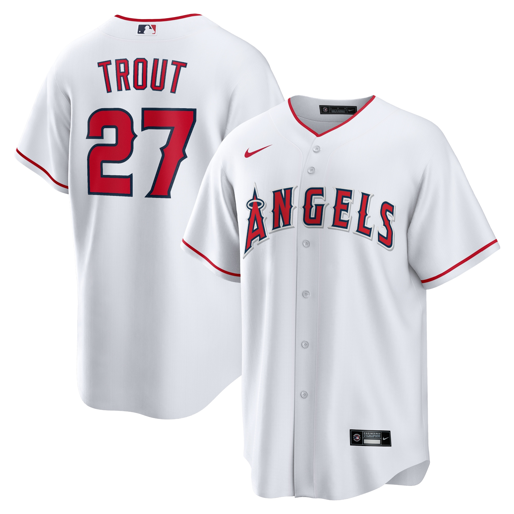 Mike Trout Los Angeles Angels Home Replica Player Name Jersey White
