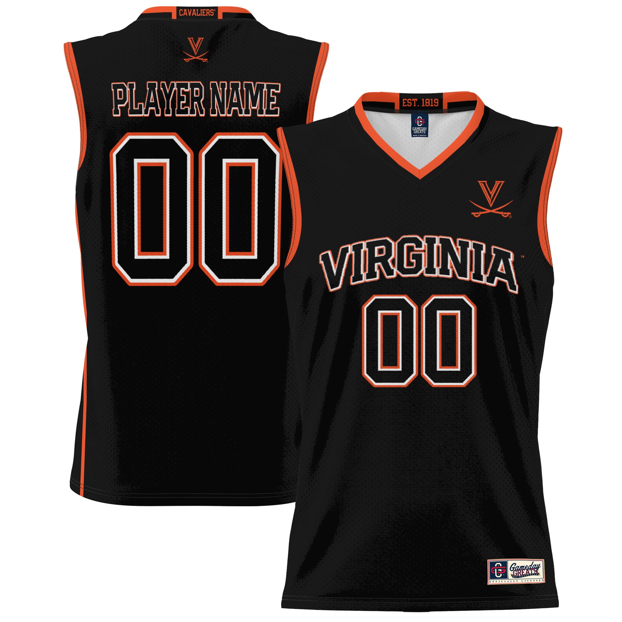 Virginia Cavaliers Gameday Greats Nil Pick A Player Lightweight Basketball Jersey Black Men