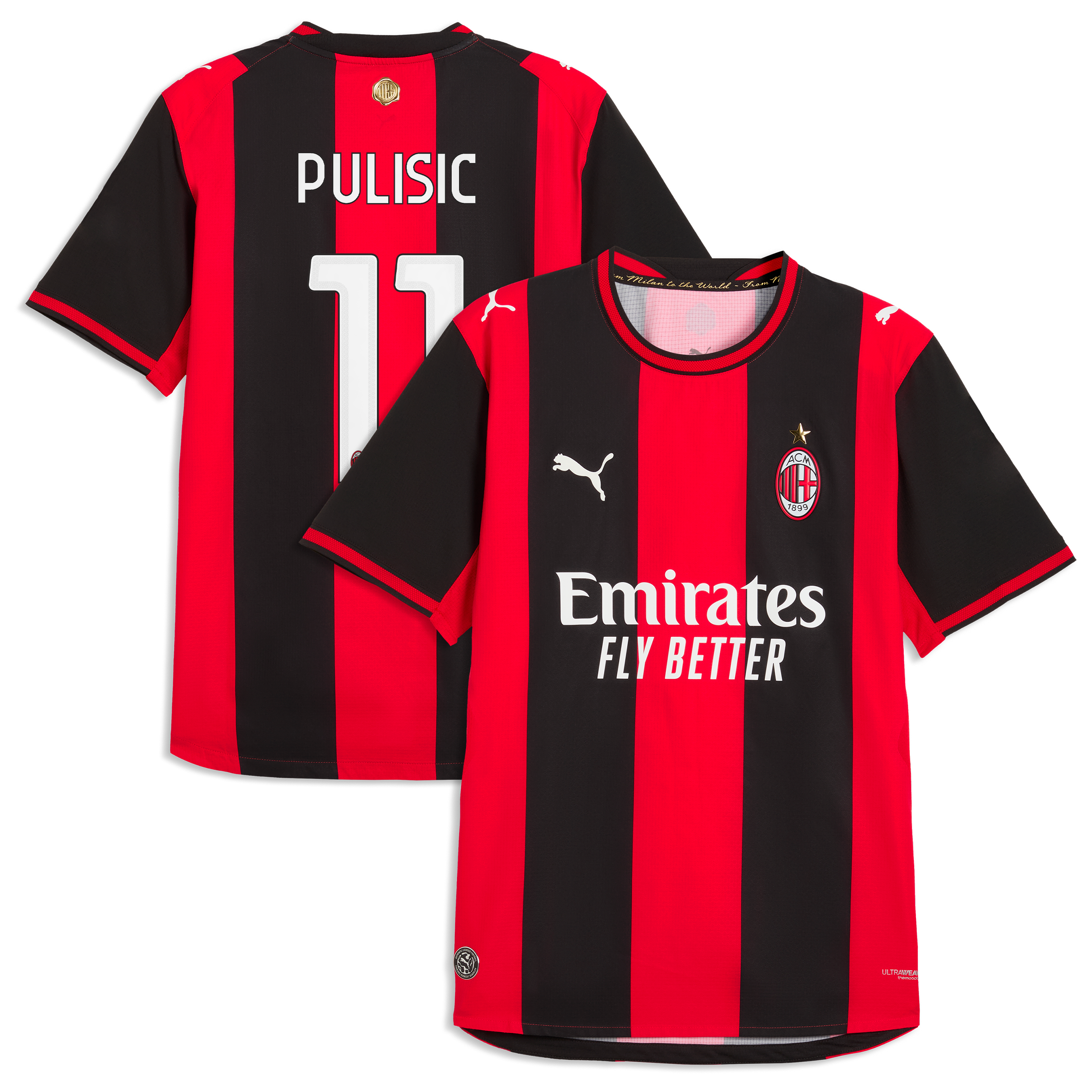 Christian Pulisic Ac Milan 2026/27 Home On Field Jersey Black Red