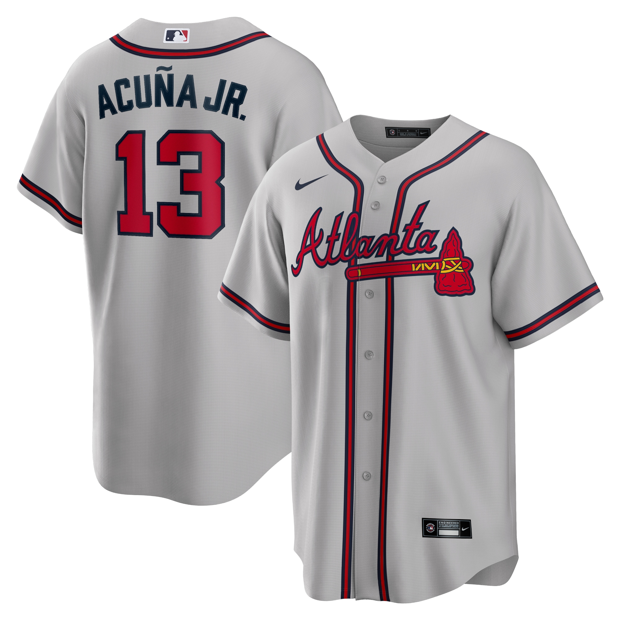 Ronald Acuna Jr Atlanta Braves Road Replica Player Name Jersey Gray