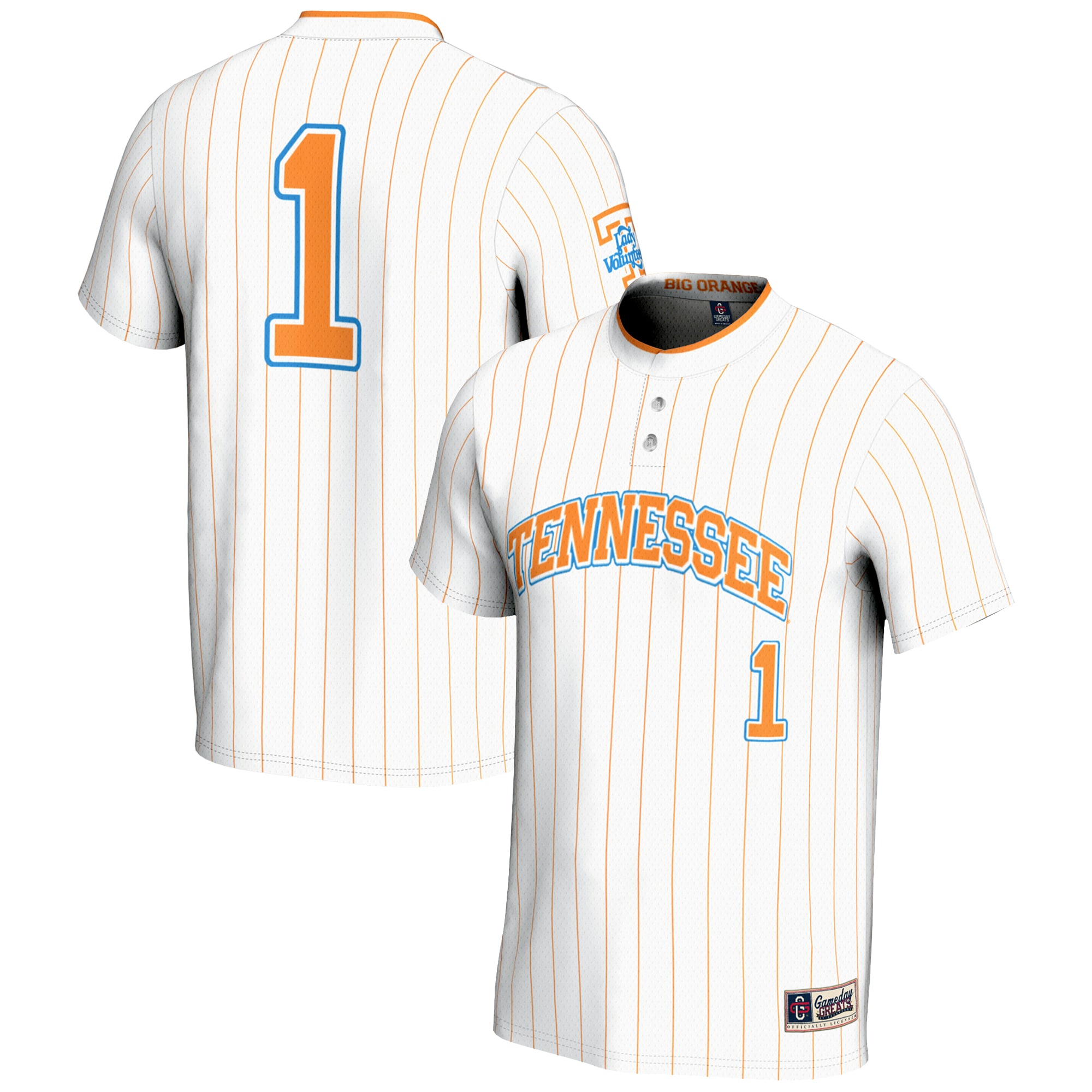 1 Tennessee Volunteers Gameday Greats Unisex Lightweight Softball Jersey White