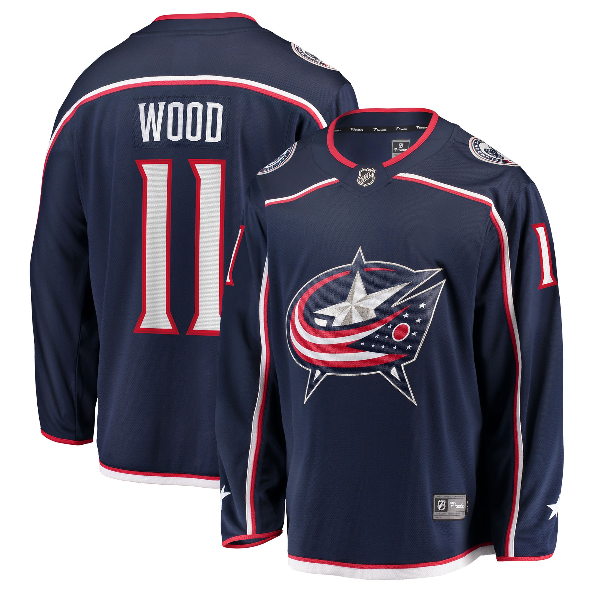 Miles Wood Columbus Blue Jackets Home Breakaway Jersey Navy