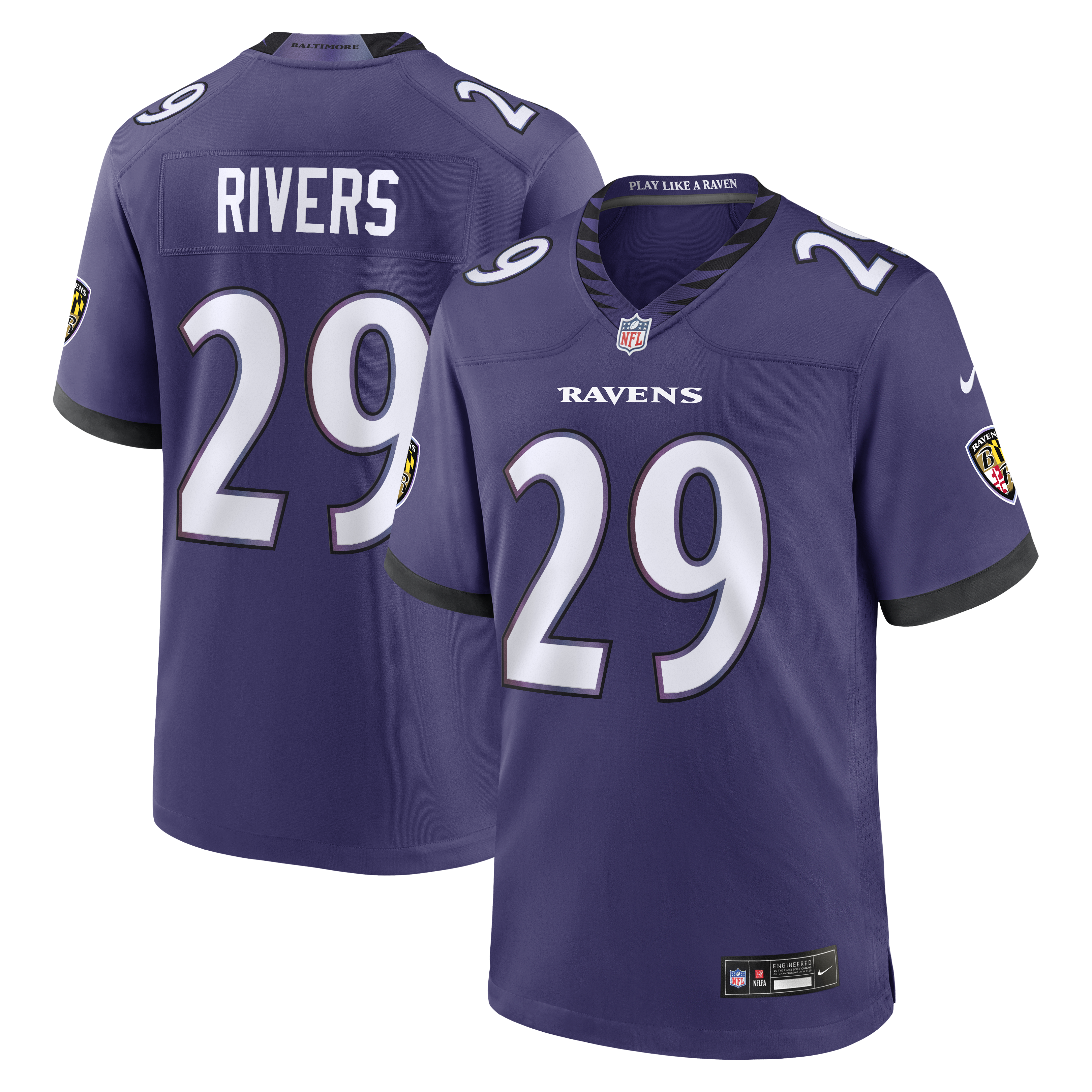 Chandler Rivers Baltimore Ravens Team Game Jersey Purple
