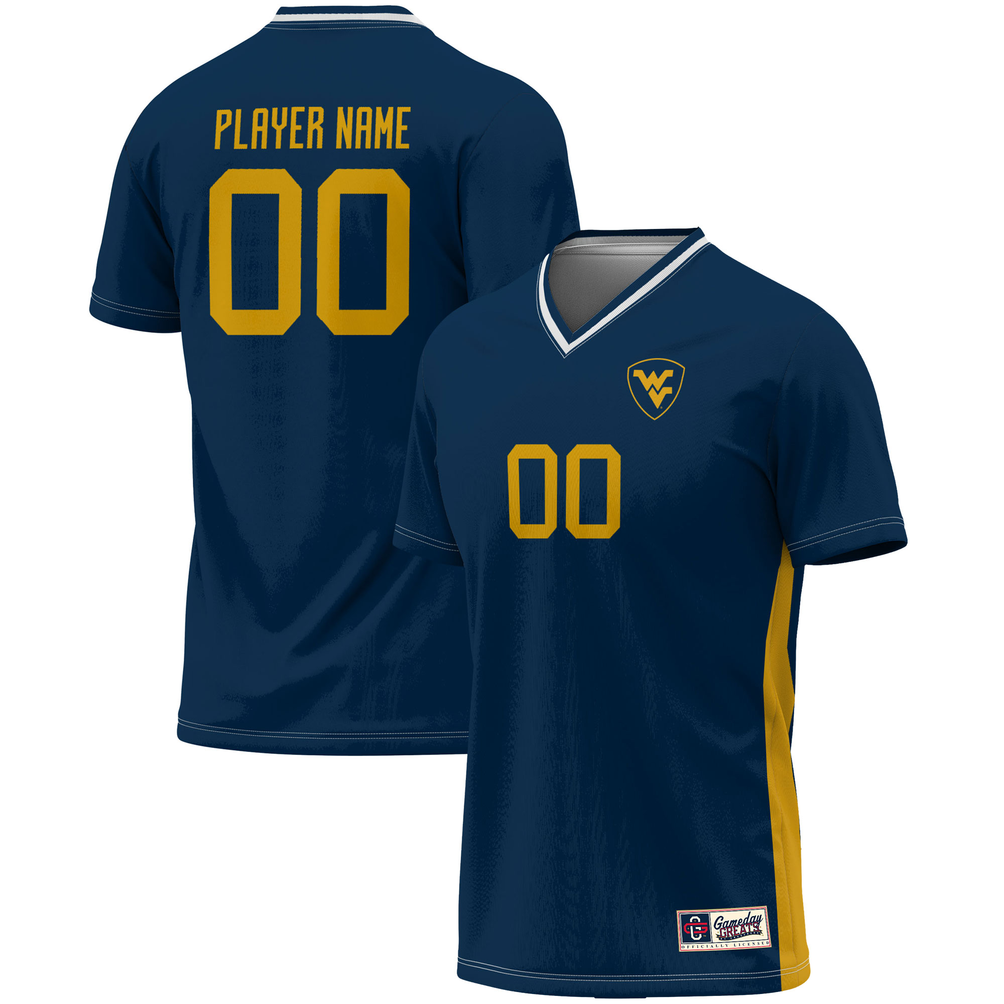 West Virginia Mountaineers Gameday Greats Unisex Pick A Player Nil Lightweight Soccer Jersey Navy