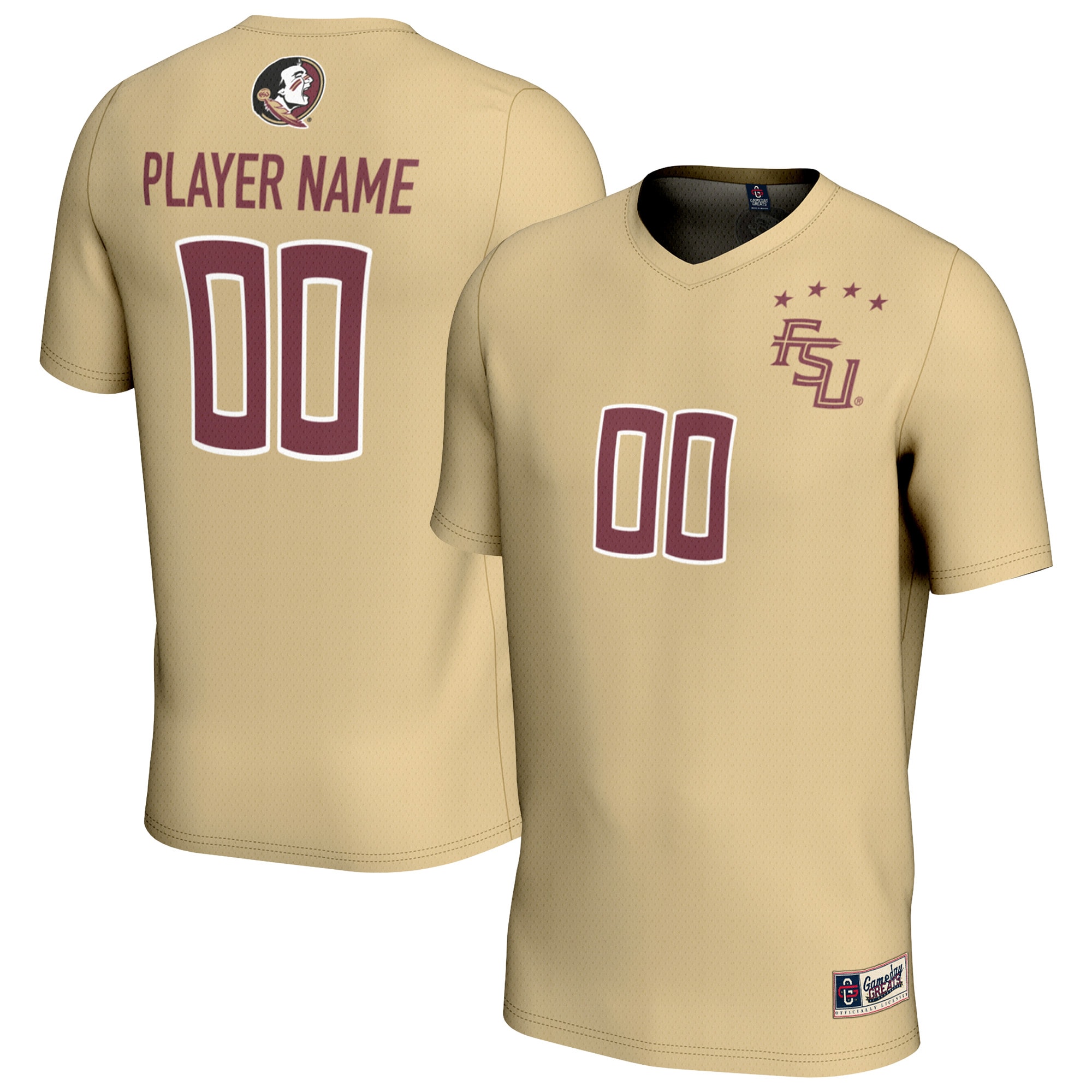 Florida State Seminoles Gameday Greats Unisex Nil Pick A Player Lightweight Collegiate Soccer Fashion Jersey Gold