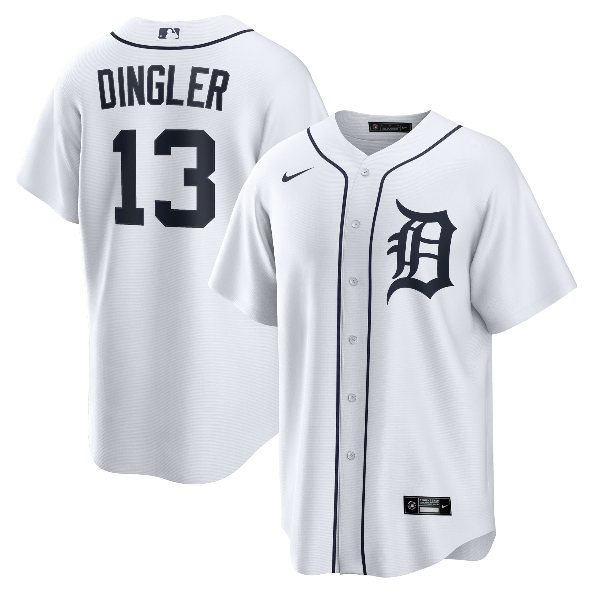 Dillon Dingler Detroit Tigers Home Replica Jersey White