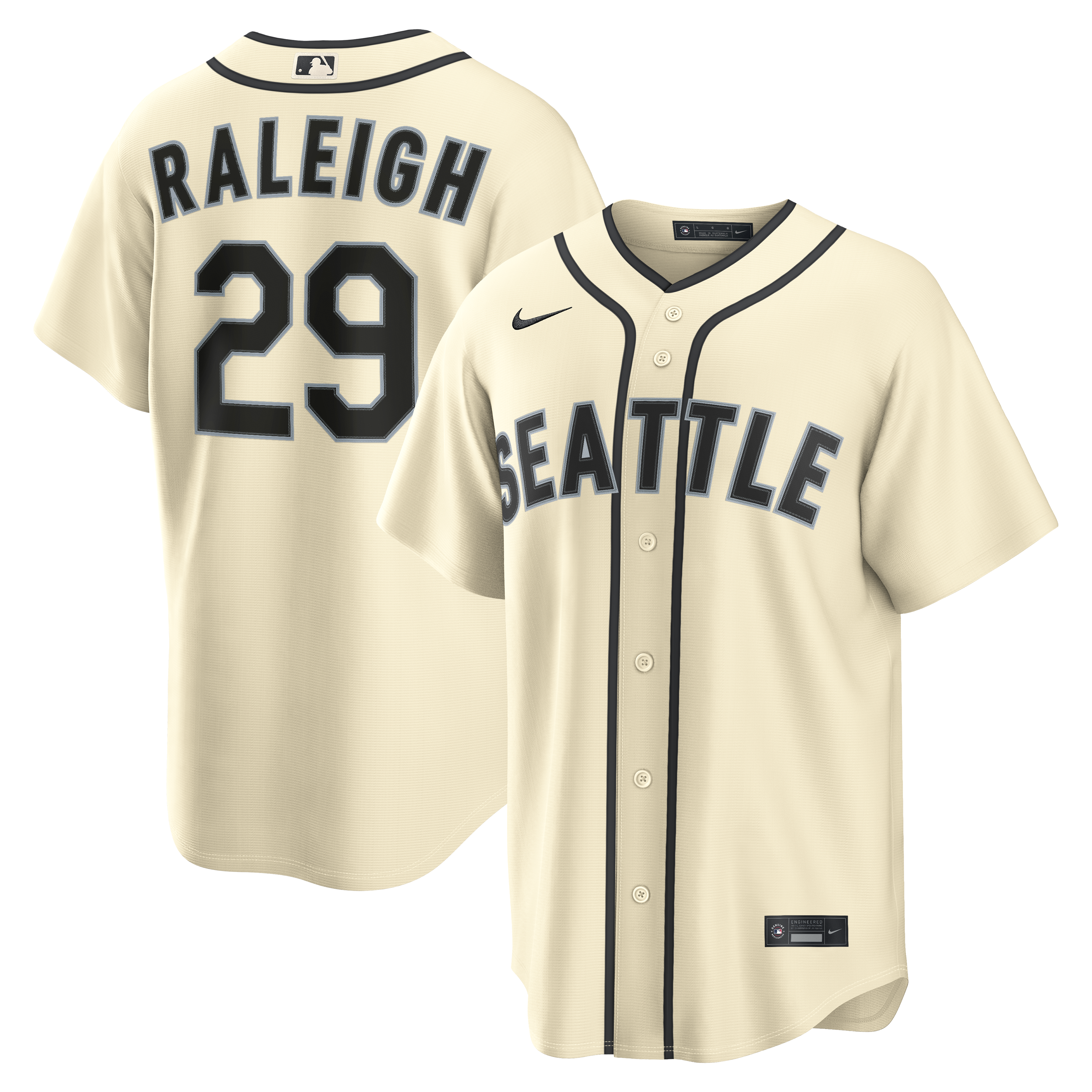 Cal Raleigh Seattle Mariners Alternate Replica Jersey Cream