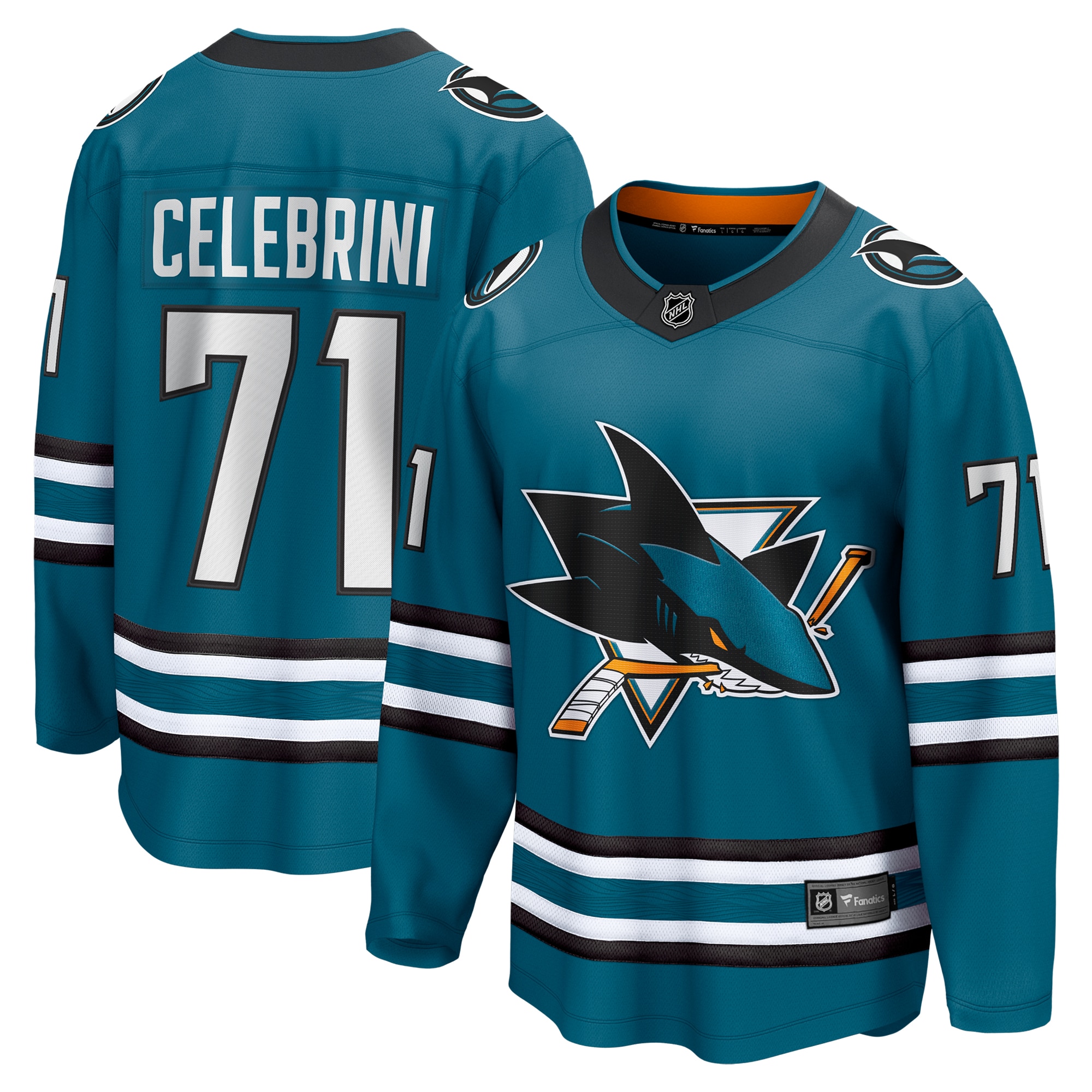 Macklin Celebrini San Jose Sharks Home Breakaway Jersey Teal