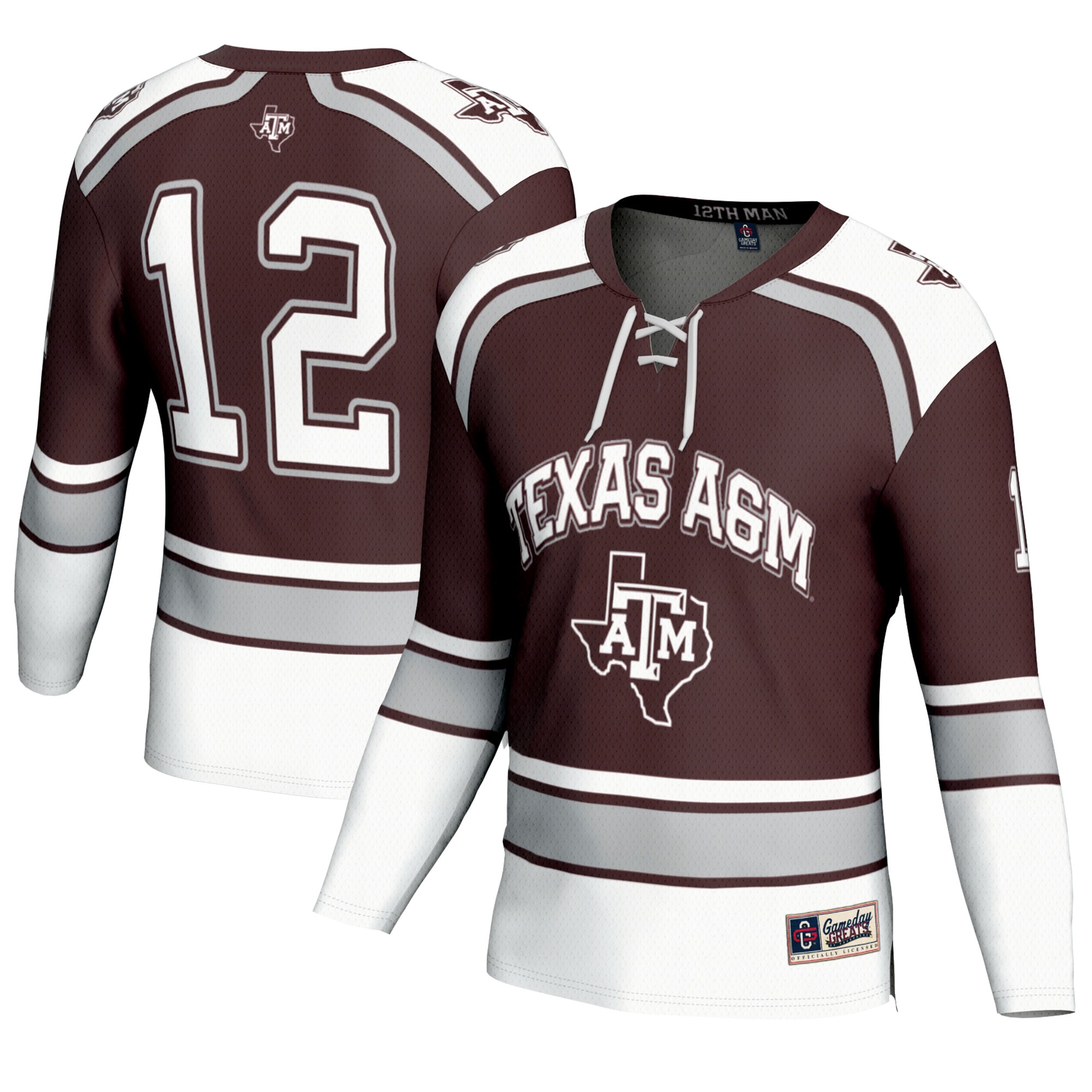 12 Texas A M Aggies Gameday Greats Unisex Hockey Fashion Jersey Maroon