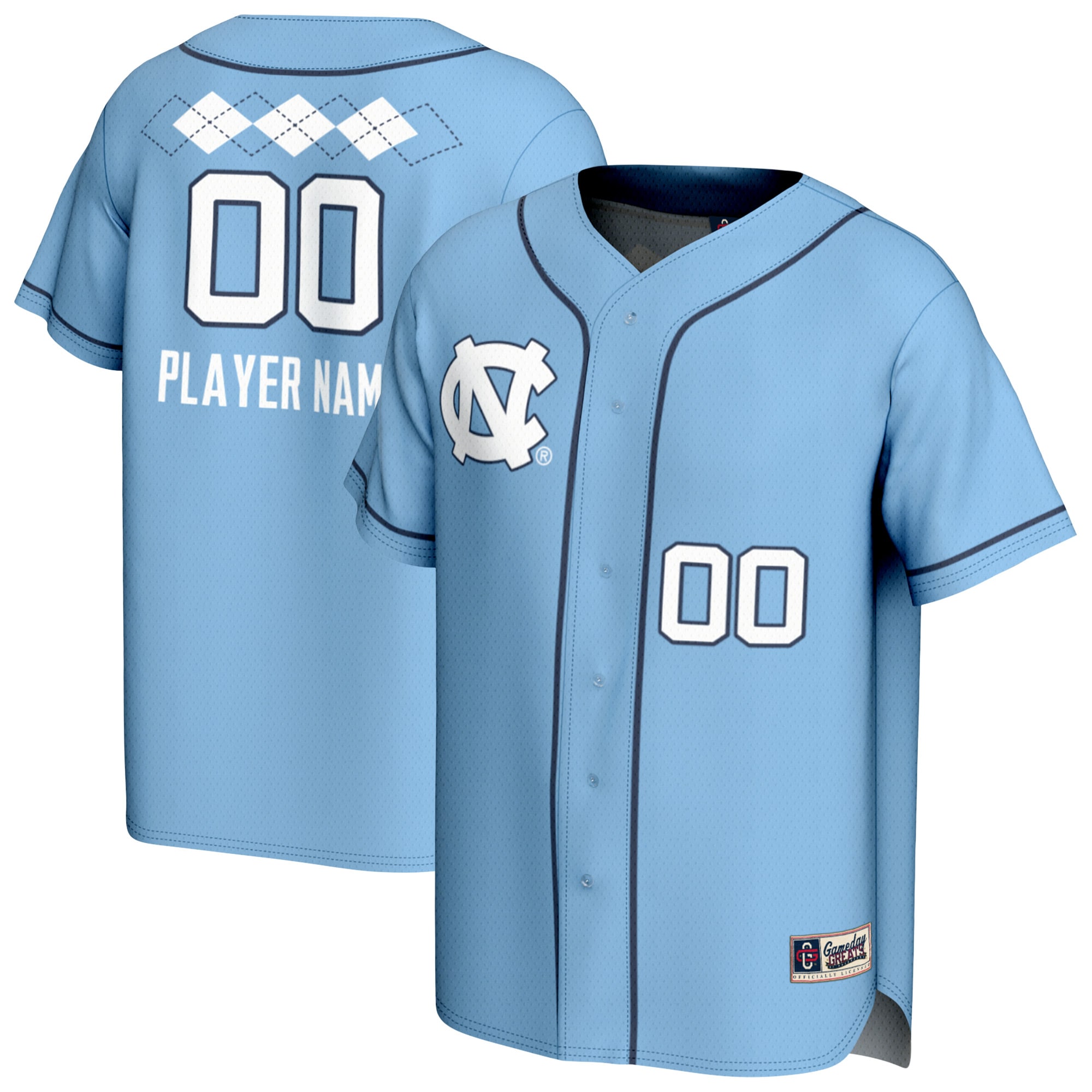 North Carolina Tar Heels Gameday Greats Nil Pick A Player Lightweight Collegiate Softball Fashion Jersey Carolina Blue Men