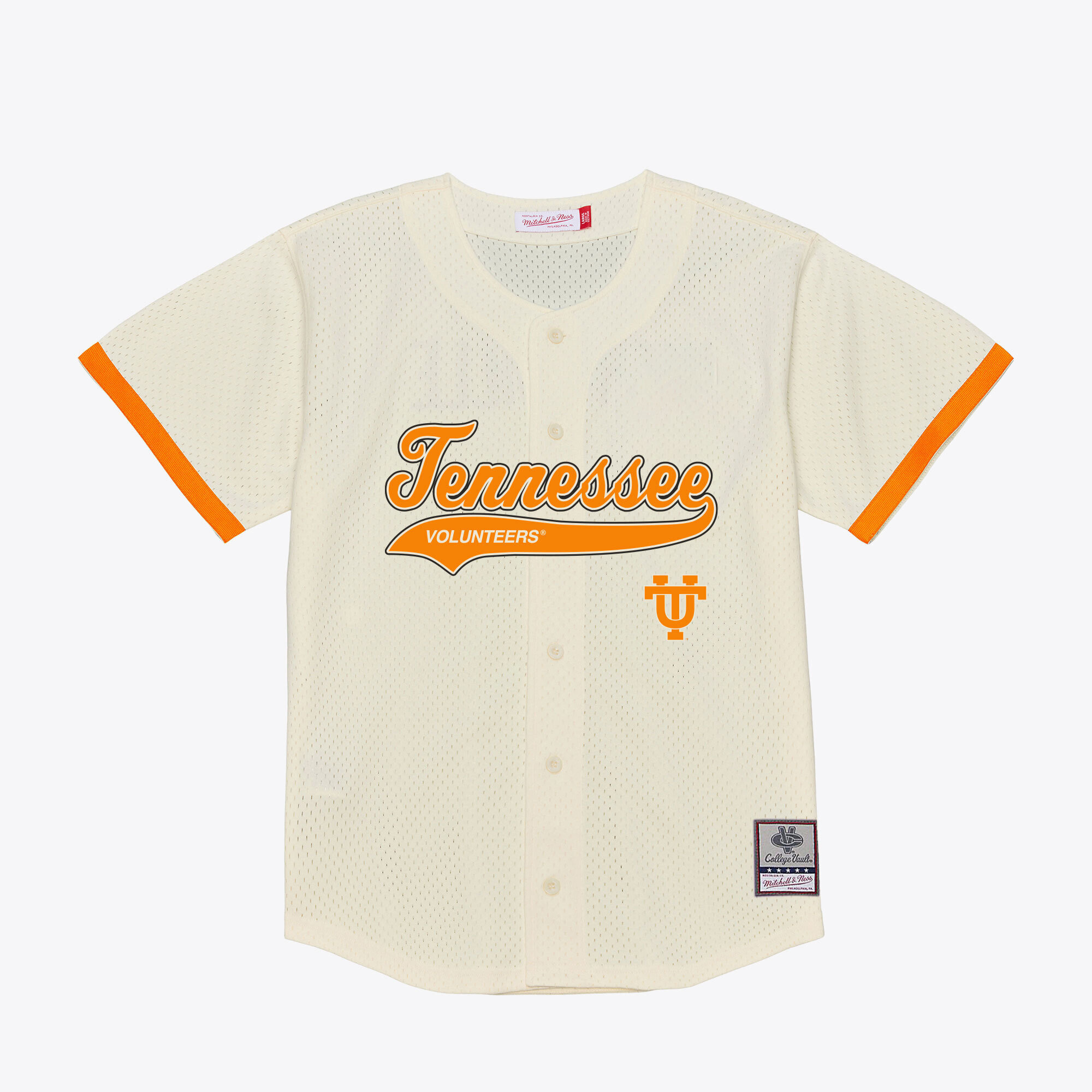 Tennessee Volunteers Mitchell Ness Mesh Button Up Batting Practice Baseball Jersey Cream