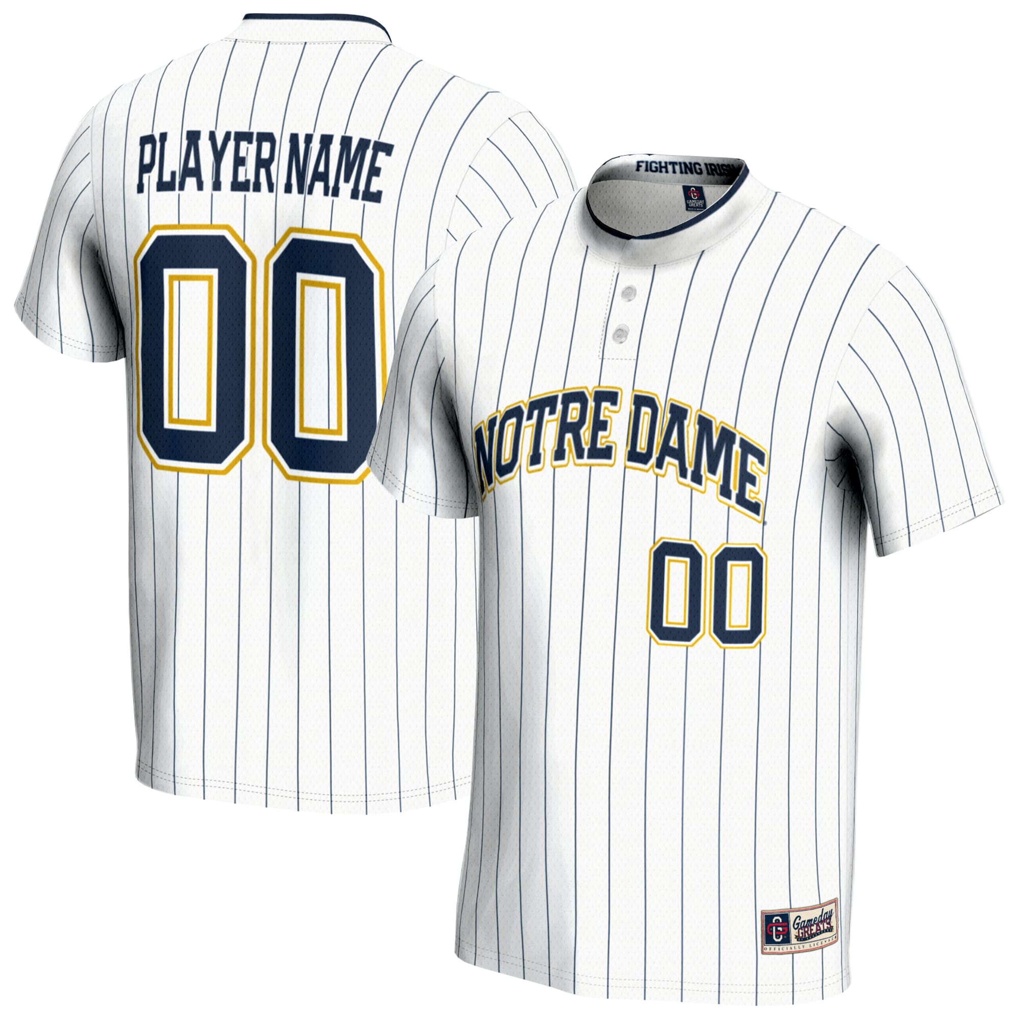 Notre Dame Fighting Irish Gameday Greats Unisex Nil Pick A Player Lightweight Softball Jersey White