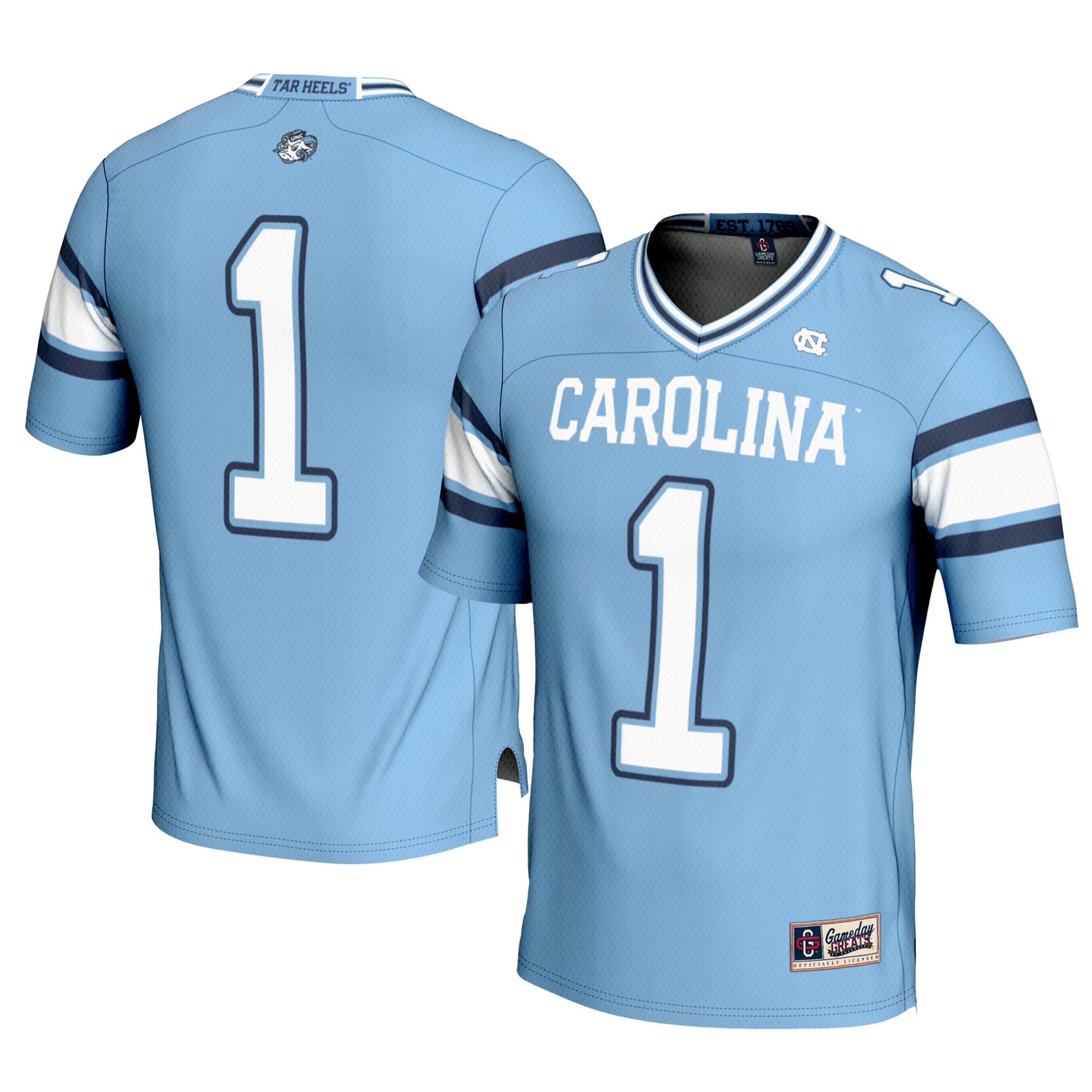 North Carolina Tar Heels Gameday Greats 1 Football Jersey Carolina Blue Men