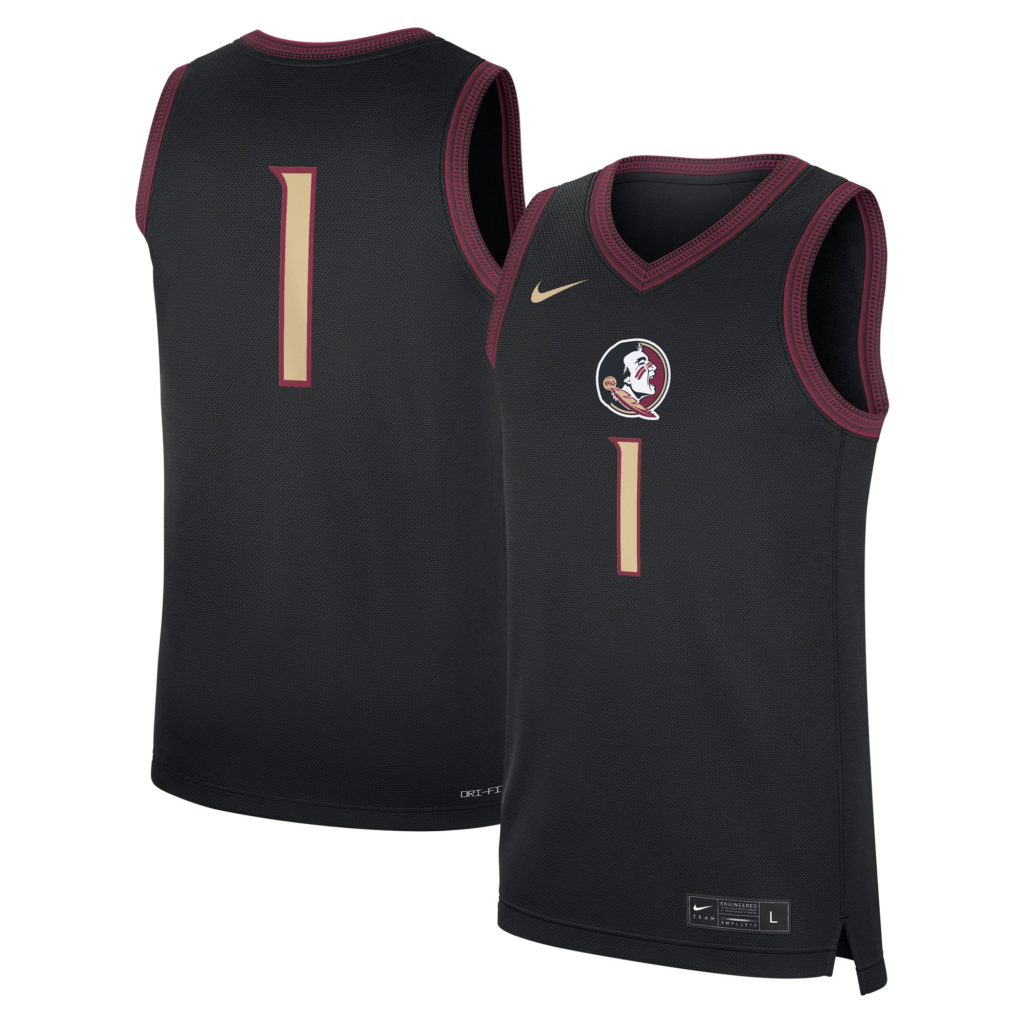1 Florida State Seminoles Alternate Replica Jersey Black