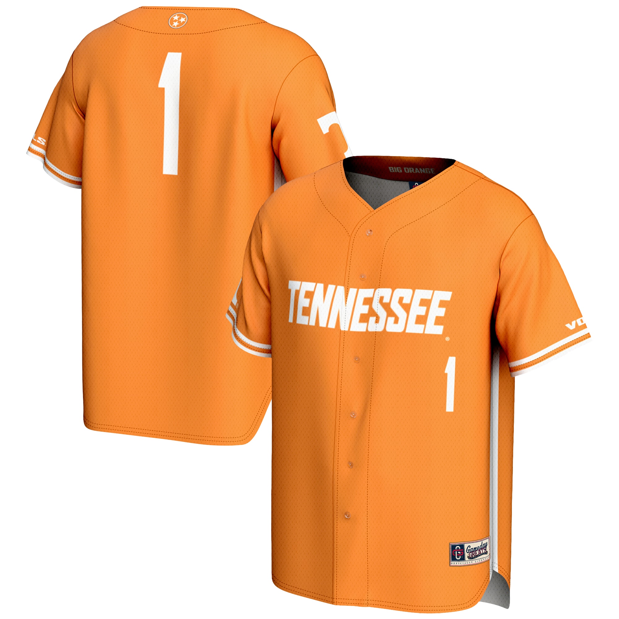1 Tennessee Volunteers Gameday Greats Lightweight Baseball Jersey Tennessee Orange