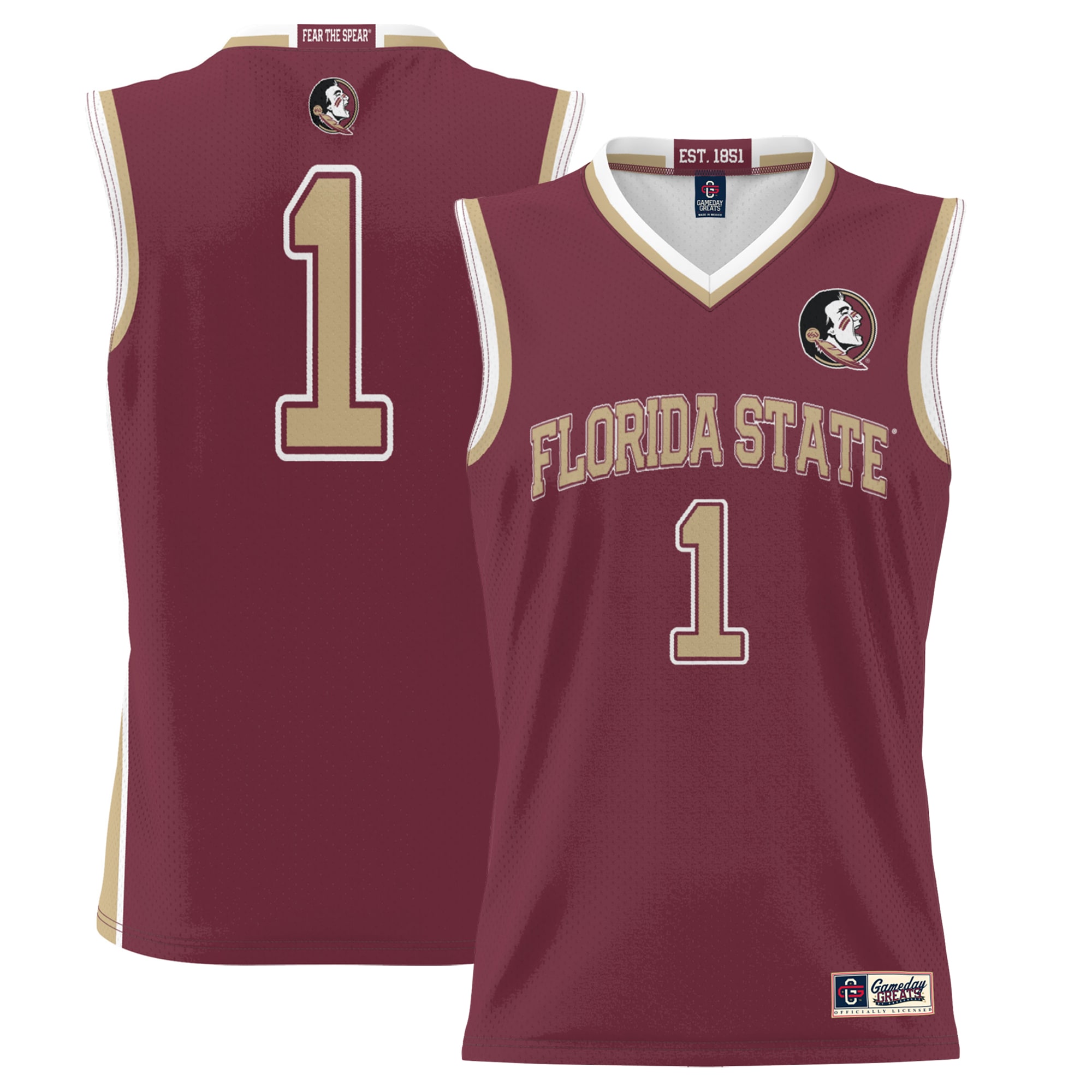 1 Florida State Seminoles Gameday Greats Lightweight Basketball Jersey Garnet