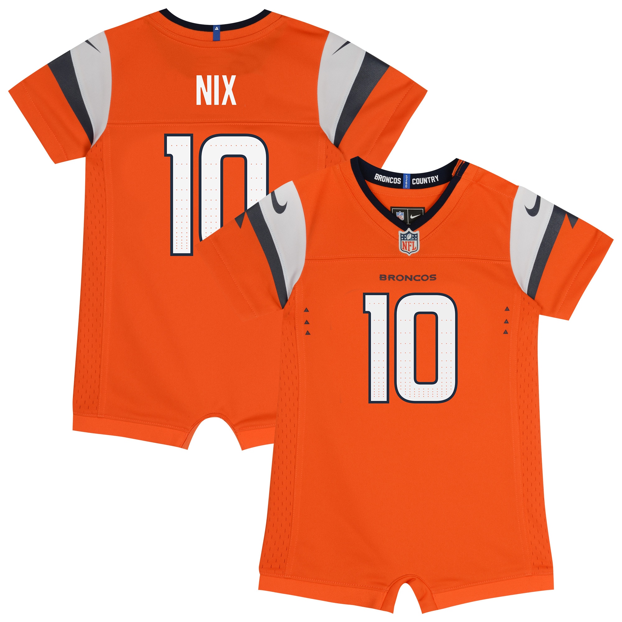 Bo Nix Denver Broncos Newborn Romper Game Jersey Orange