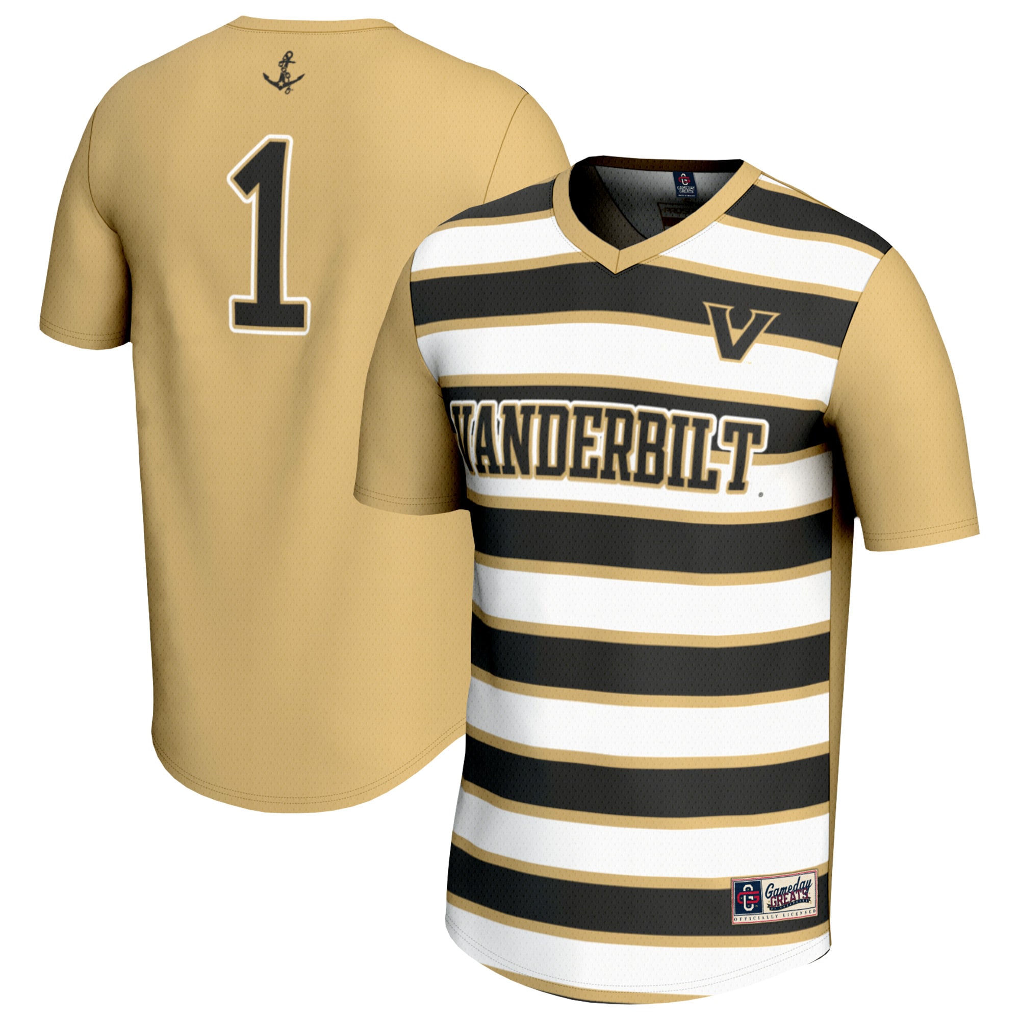 1 Vanderbilt Commodores Gameday Greats Unisex Lightweight Soccer Fashion Jersey Gold