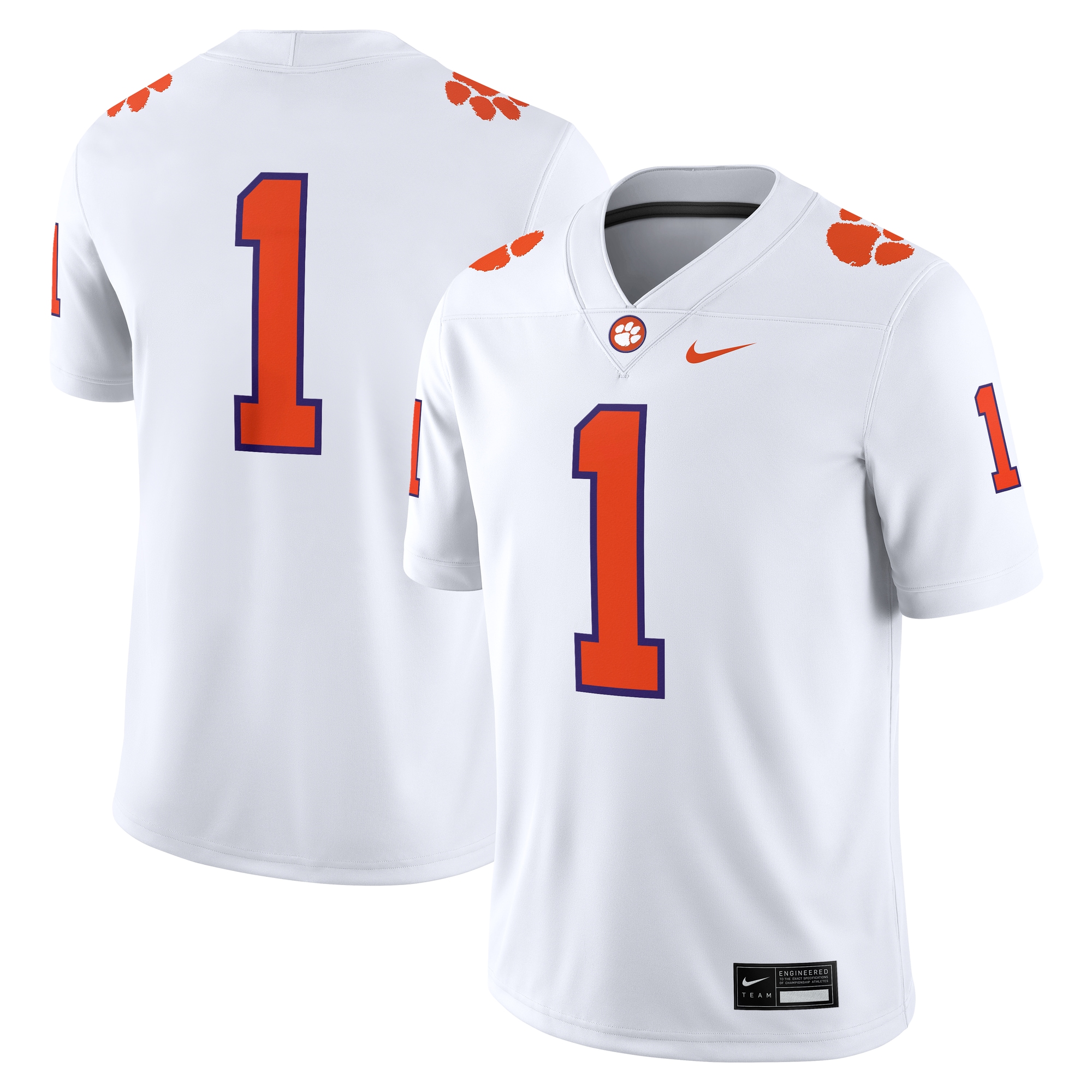 1 Clemson Tigers Game Jersey White