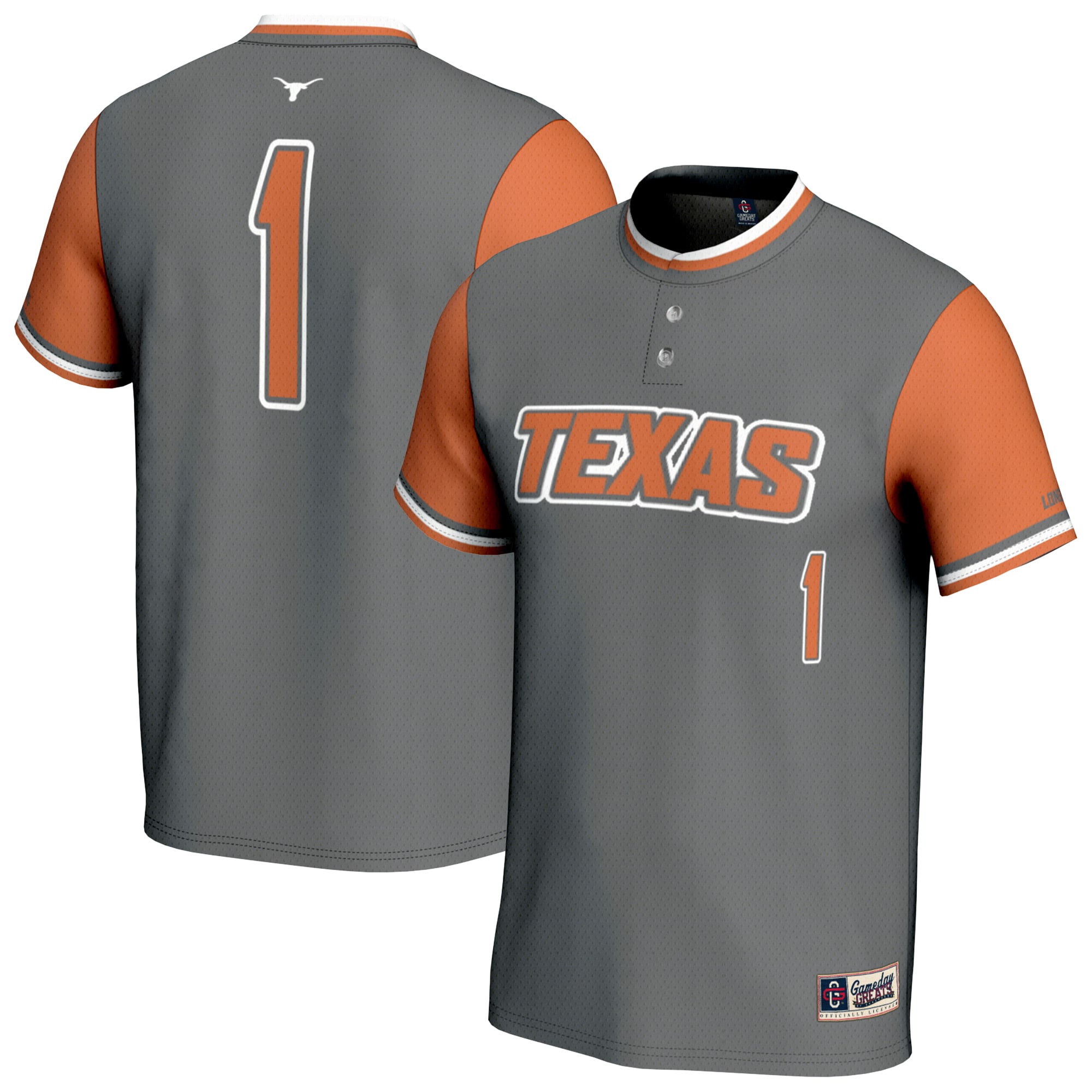 Texas Longhorns Gameday Greats Lightweight Softball Fashion Jersey Gray Men